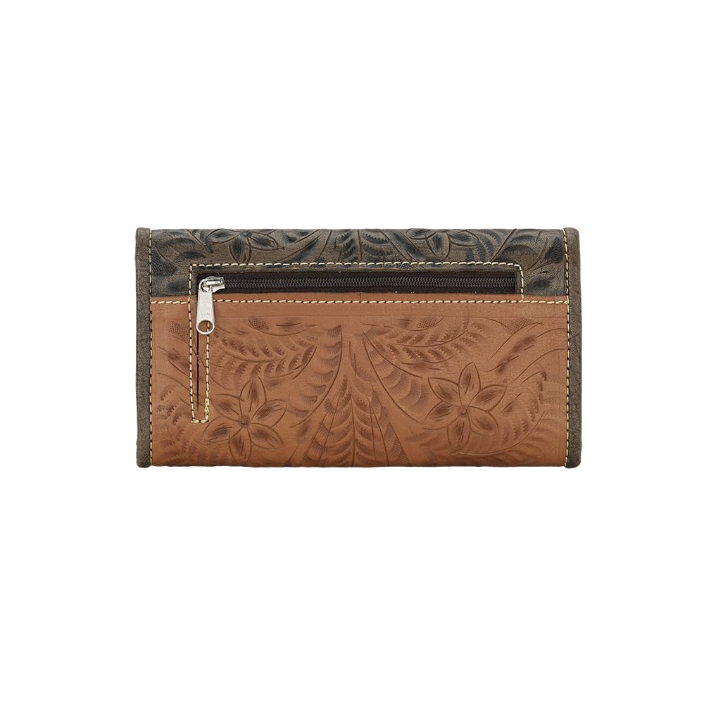 Authentic American West Desert Wildflower Ladies' Tri-Fold Leather Wallet - Stylish & Durable Women's Wallet for Everyday Use, Travel & Gift Giving