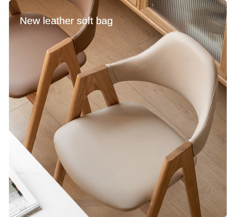 Premium 2-Piece Solid Wood Chair Set - Black Walnut, Ash & Oak with Soft Fabric/Leather Back Support | Modern Dining Room & Living Room Furniture for Home Decor
