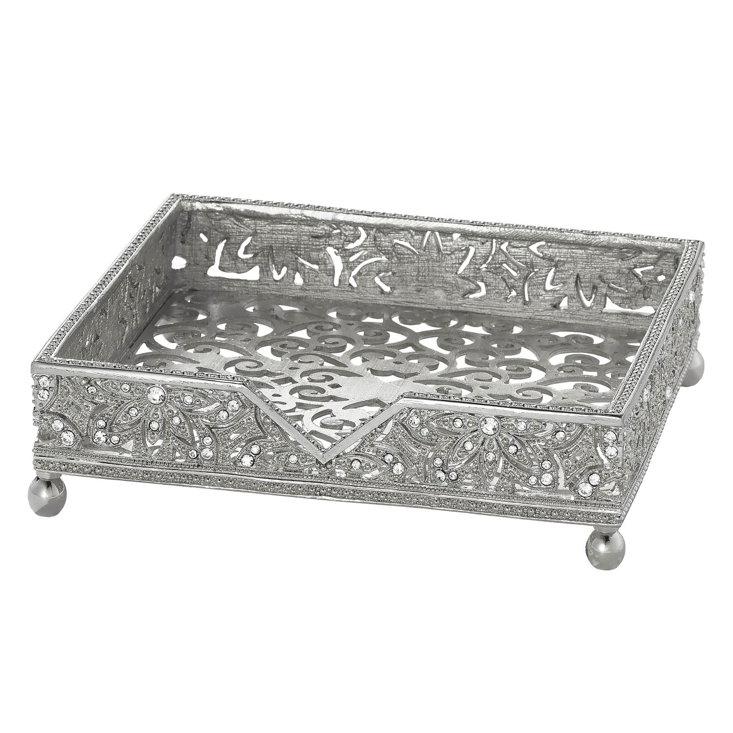 Olivia Riegel Windsor Silver Cocktail Napkin Holder - Elegant Table Decor for Parties, Weddings & Home Bar Accessories - Perfect for Hosting, Entertaining & Gift Giving