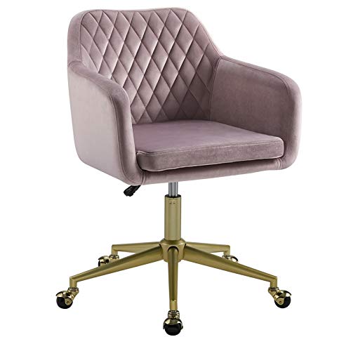 Riverbay Pink Upholstered Quilted Office Chair - Ergonomic Desk Chair with Lumbar Support for Home & Office Workspace