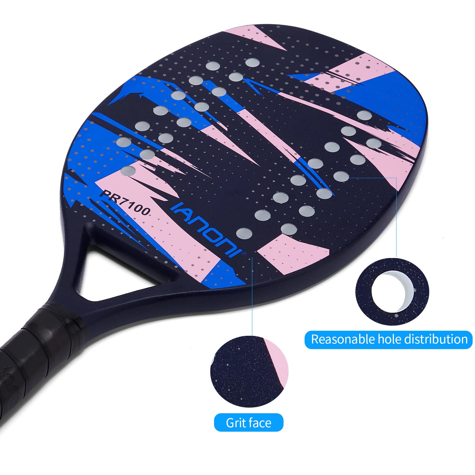 Premium Carbon Fiber Beach Tennis Paddle with EVA Memory Foam Core - Lightweight & Durable Racket for Outdoor Beach Games, Backyard Fun & Water Sports