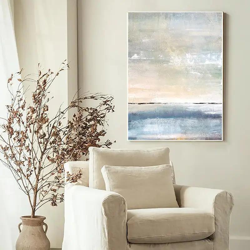 Custom Size Ocean and Sky Wall Art Painting - Handmade Canvas Print for Home Decor, Living Room, Bedroom, or Office - #OS012