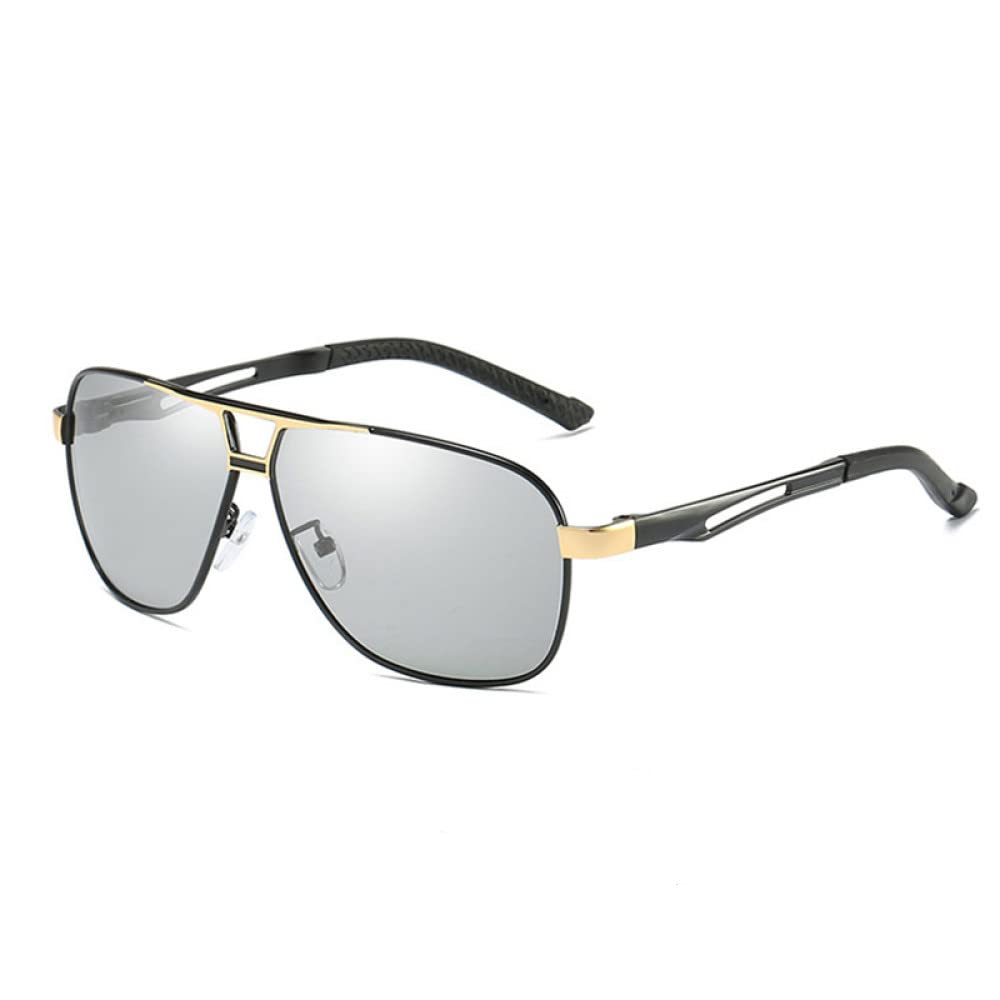 Top Polarized Photochromic Sunglasses for Men - Aluminum Magnesium Square Frame, Military & Safety Driving Glasses - Perfect for Outdoor Sports, Cycling, and UV Protection