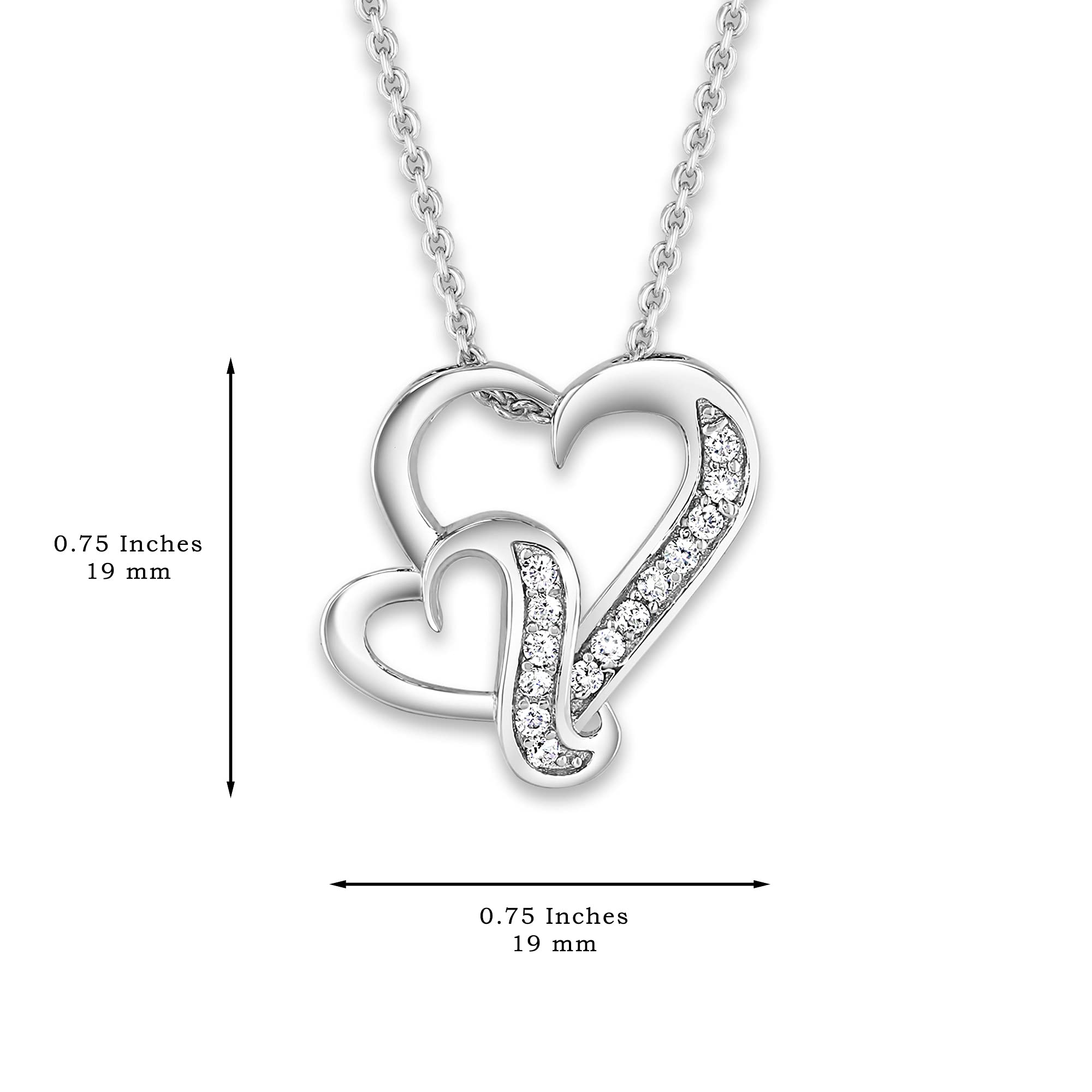 Beautiful Sterling Silver Joined Hearts Necklace - Adjustable 22