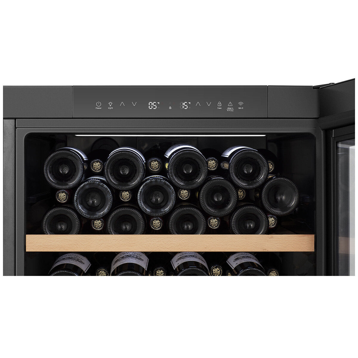 Hisense HRWC108B 108-Bottle Dual Zone Wine Cooler Refrigerator - Black Glass Front for Home, Office, or Restaurant Wine Storage & Display