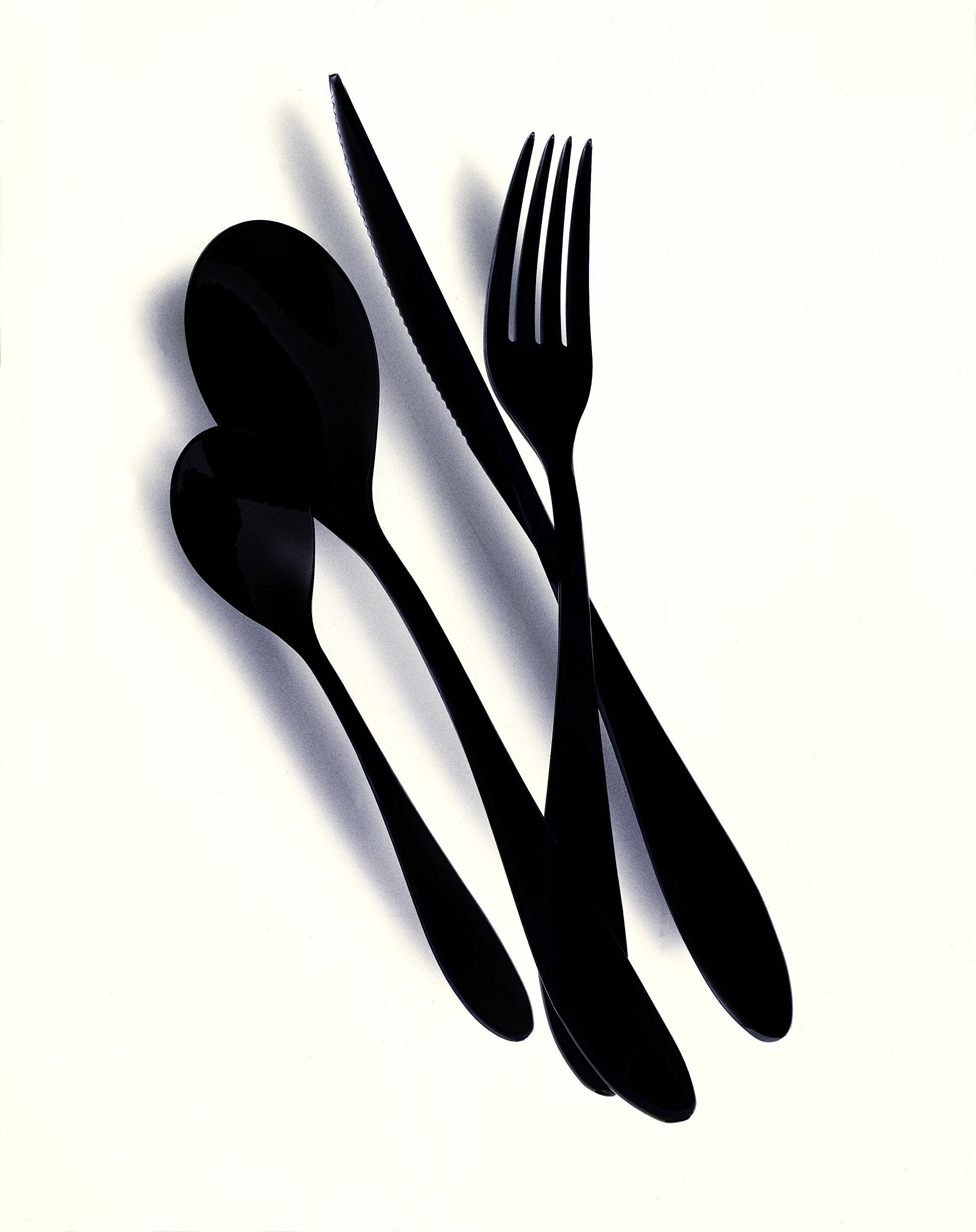 Premium Mepra UNO 111N22024 24-Piece Stainless Steel Cutlery Set - Elegant Black Finish, Dishwasher Safe Flatware for Everyday Dining & Entertaining