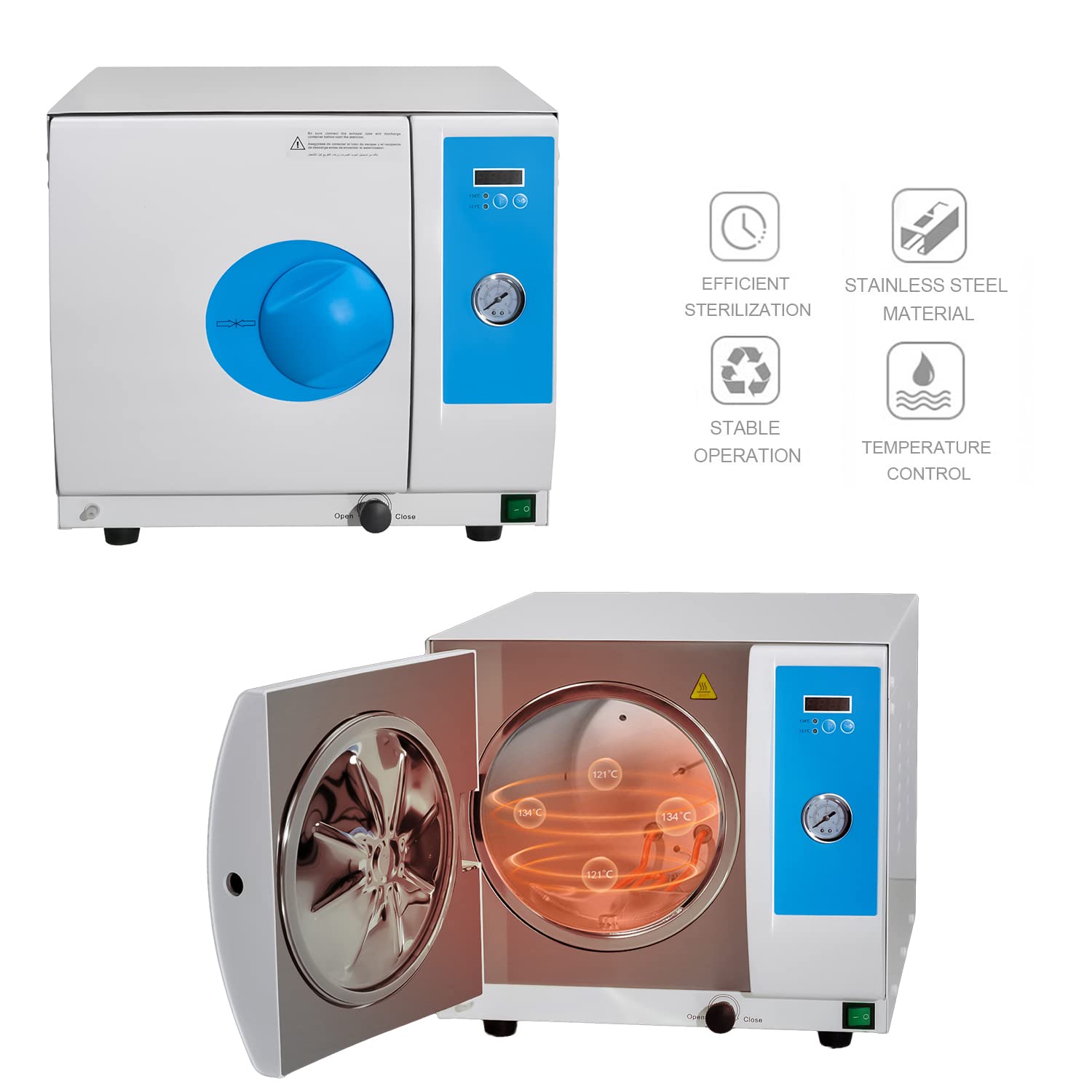 Class N 18L Portable Semi-Automatic Steam Sterilizer with Digital Display - Tabletop Autoclave for Dental, Tattoo & Beauty Tools - Perfect for Clinics, Salons & Home Use