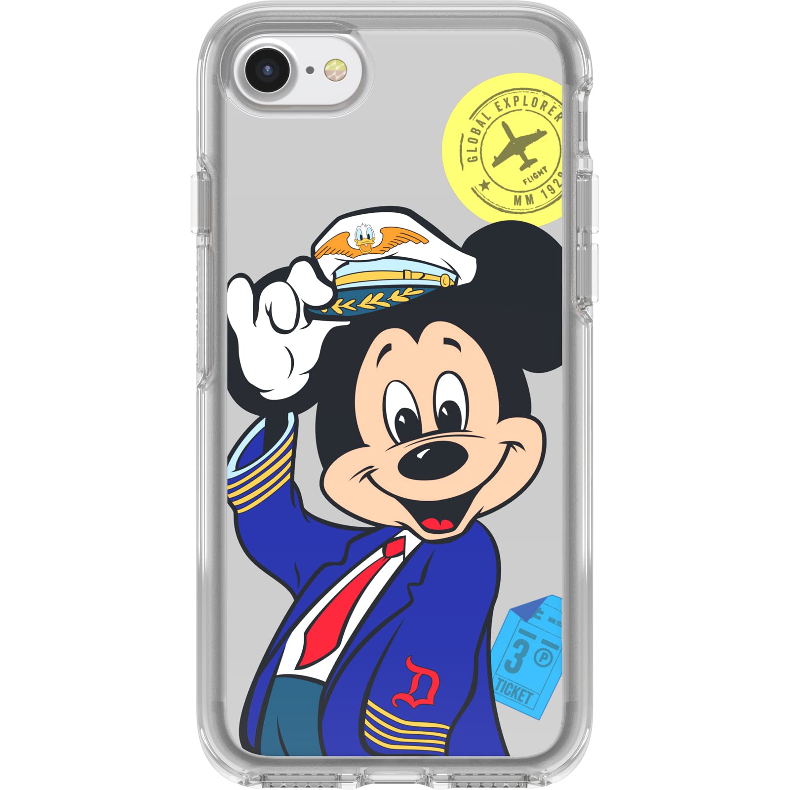 OtterBox Disney Mickey Mouse iPhone Case - Walt's Plane Pilot Design for iPhone SE 3/2 & iPhone 8/7 | Symmetry Series Protective Cover | Perfect for Disney Fans, Travel & Everyday Use