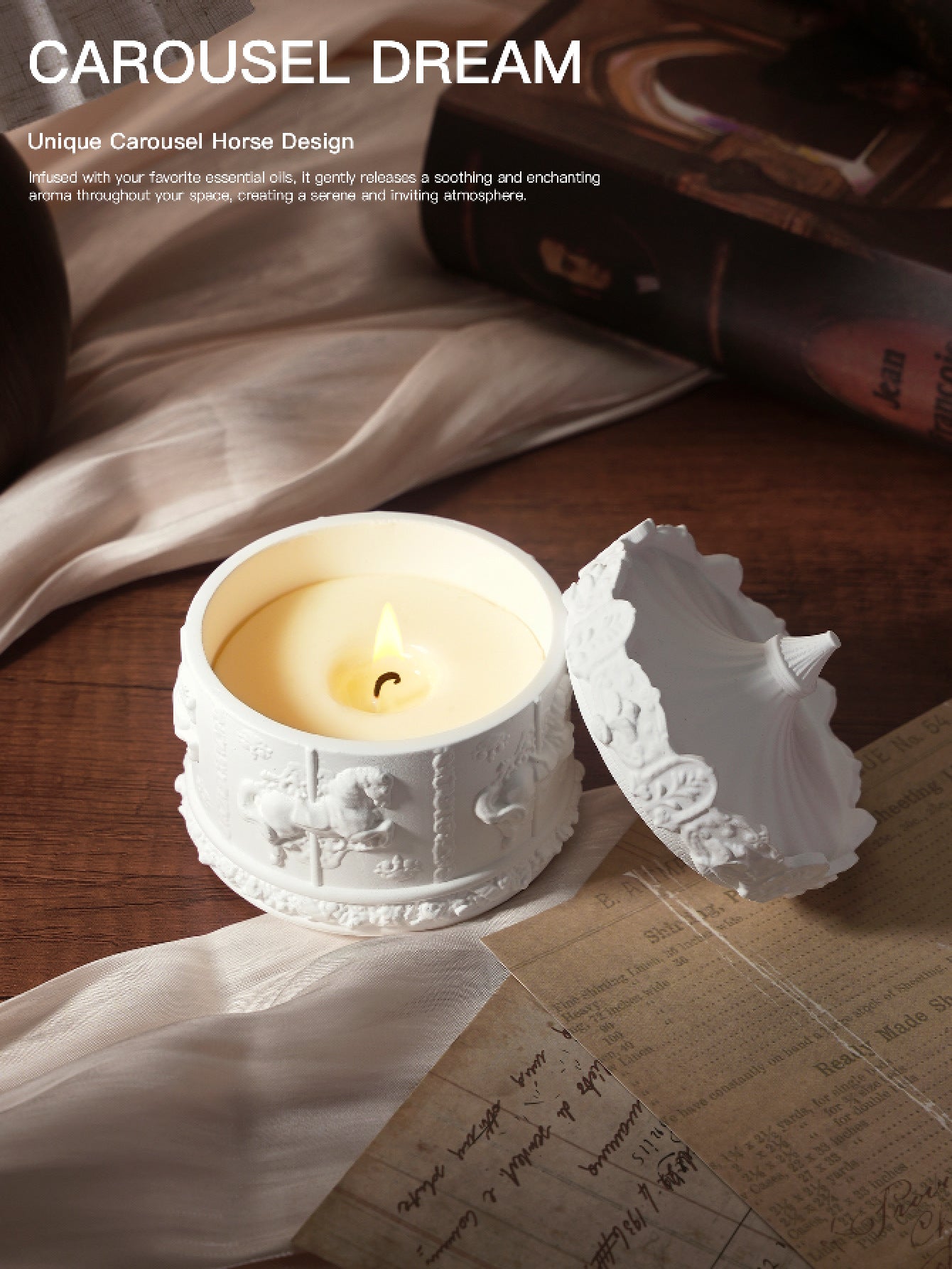 Blue Bell Rotating Carousel Soy Candle - Handmade Home Decor, Unique Gift Idea for Birthday, Wedding & Housewarming | Aromatherapy for Living Room, Bedroom & Office