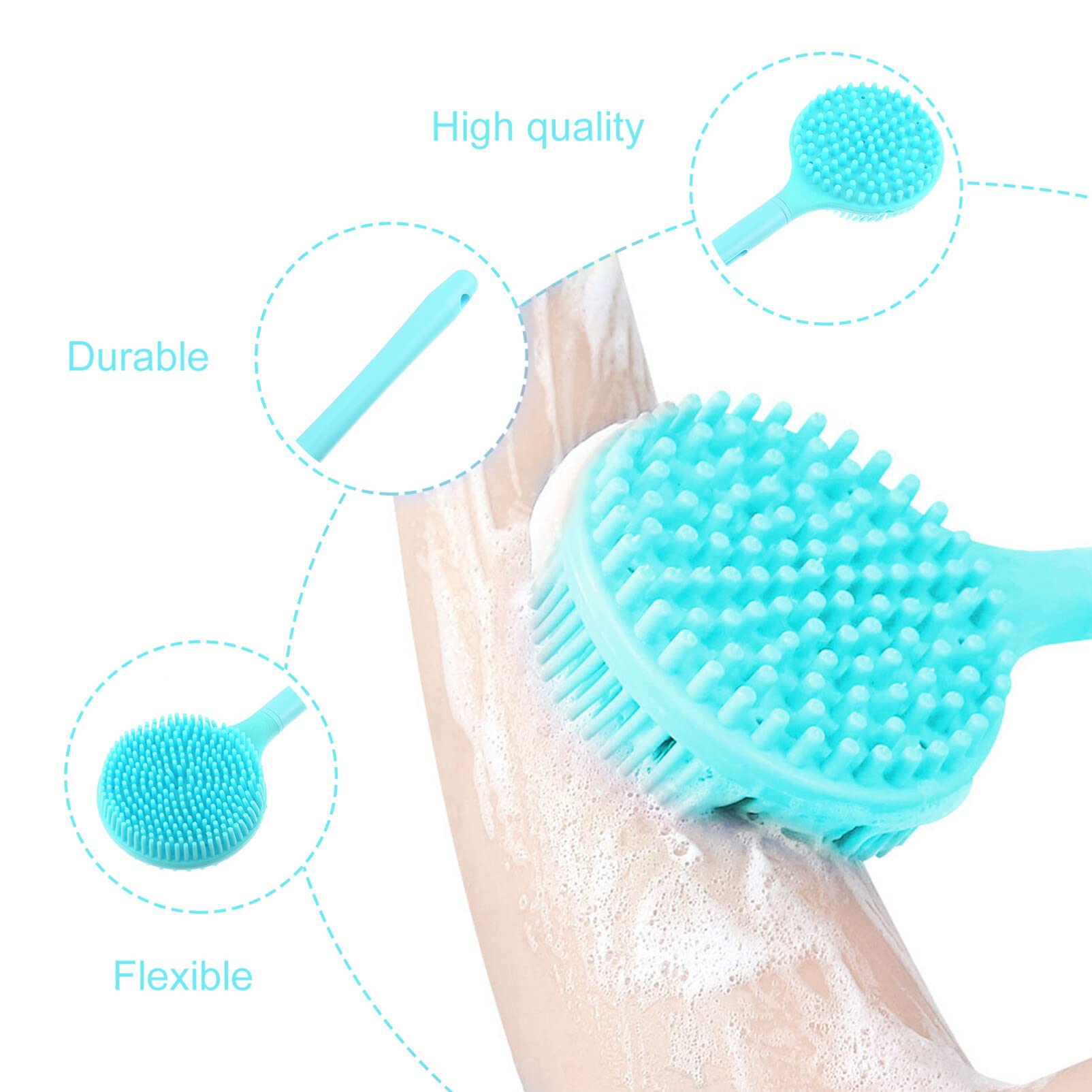 Premium Silicone Bath Brush with Long Handle - Exfoliating Back Scrubber & Shower Skin Cleanser - Gentle Body Scrub for Deep Cleansing & Massage - Perfect for Hard-to-Reach Areas & Spa-Like Experience at Home