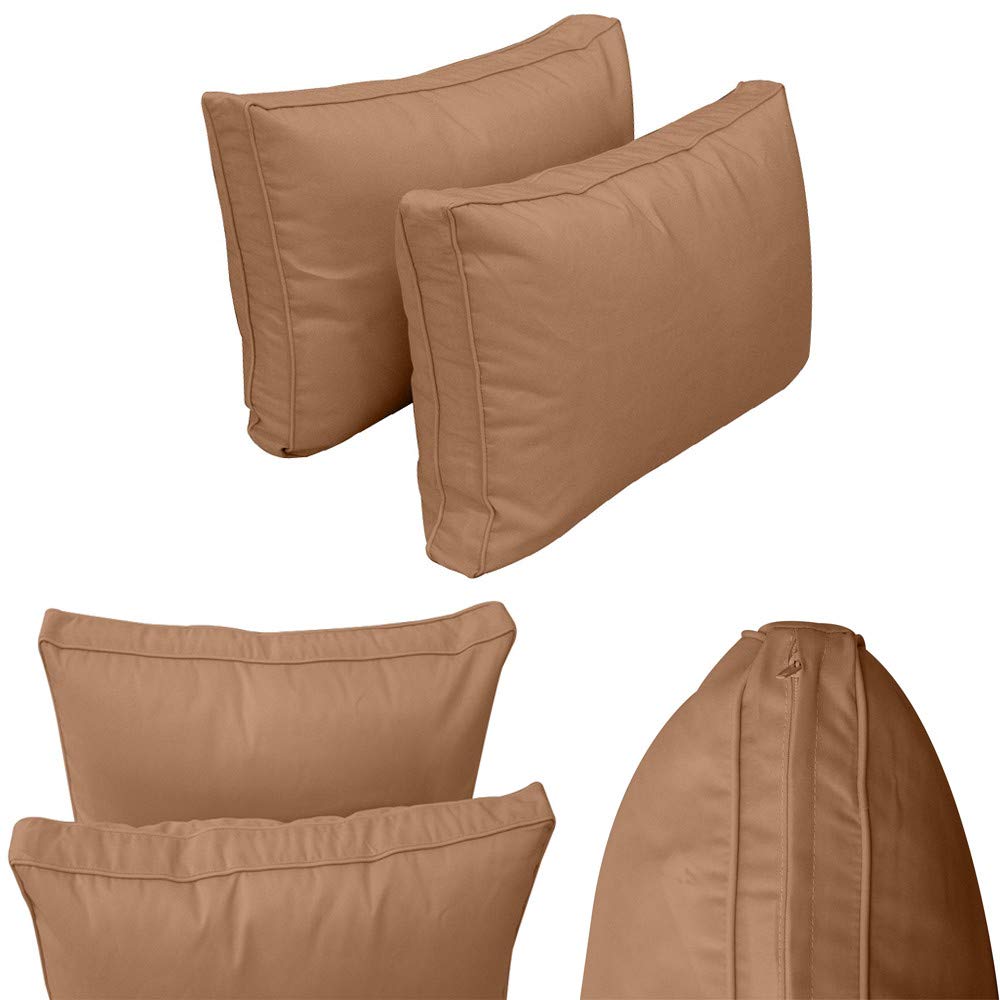 Prolinemax Outdoor Style Queen Size Daybed Mattress Cover with Piped Trim & Bolster Pillow - Fitted Sheet AD104 - Perfect for Patio, Sunroom & Guest Room Decor