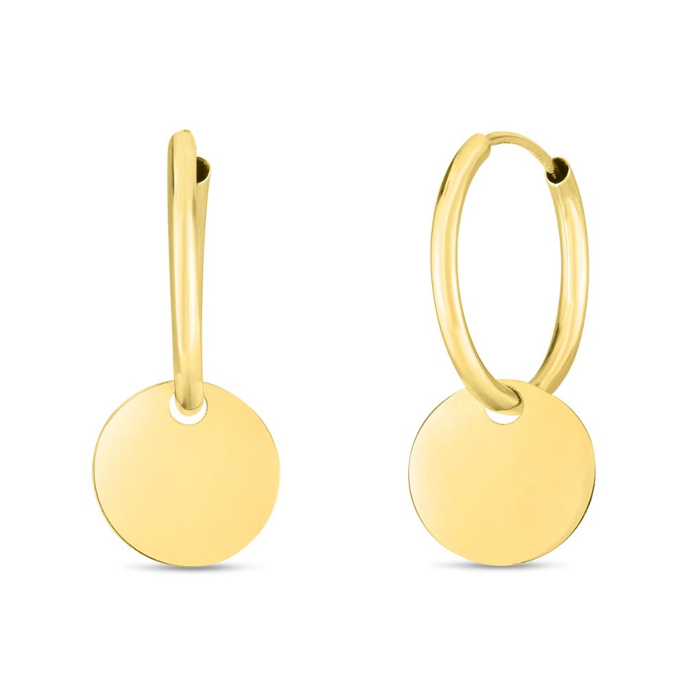 14K Gold Dangle Circle Huggie Earrings for Women - Minimalist Hoop Earrings for Everyday Wear, Gift for Her, Perfect for Work, Date Night & Special Occasions
