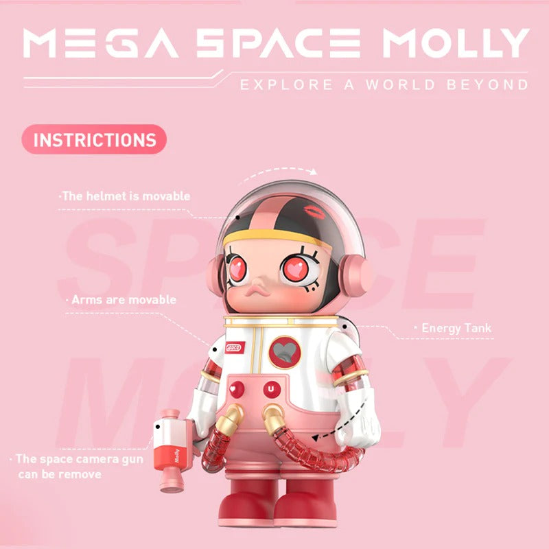 POP MART MEGA Space Molly 400% Heartbeat Collectible Figure - Limited Edition Vinyl Art Toy for Display & Decoration - Perfect for Home Office Shelf, Anime Collection, and Gift for Pop Culture Fans