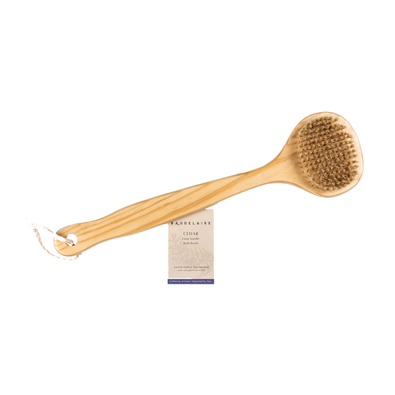 Natural Cedar Wood Bath Brush with Long Handle - Exfoliating & Massaging for Smooth Skin - Perfect for Spa, Shower & Relaxation at Home