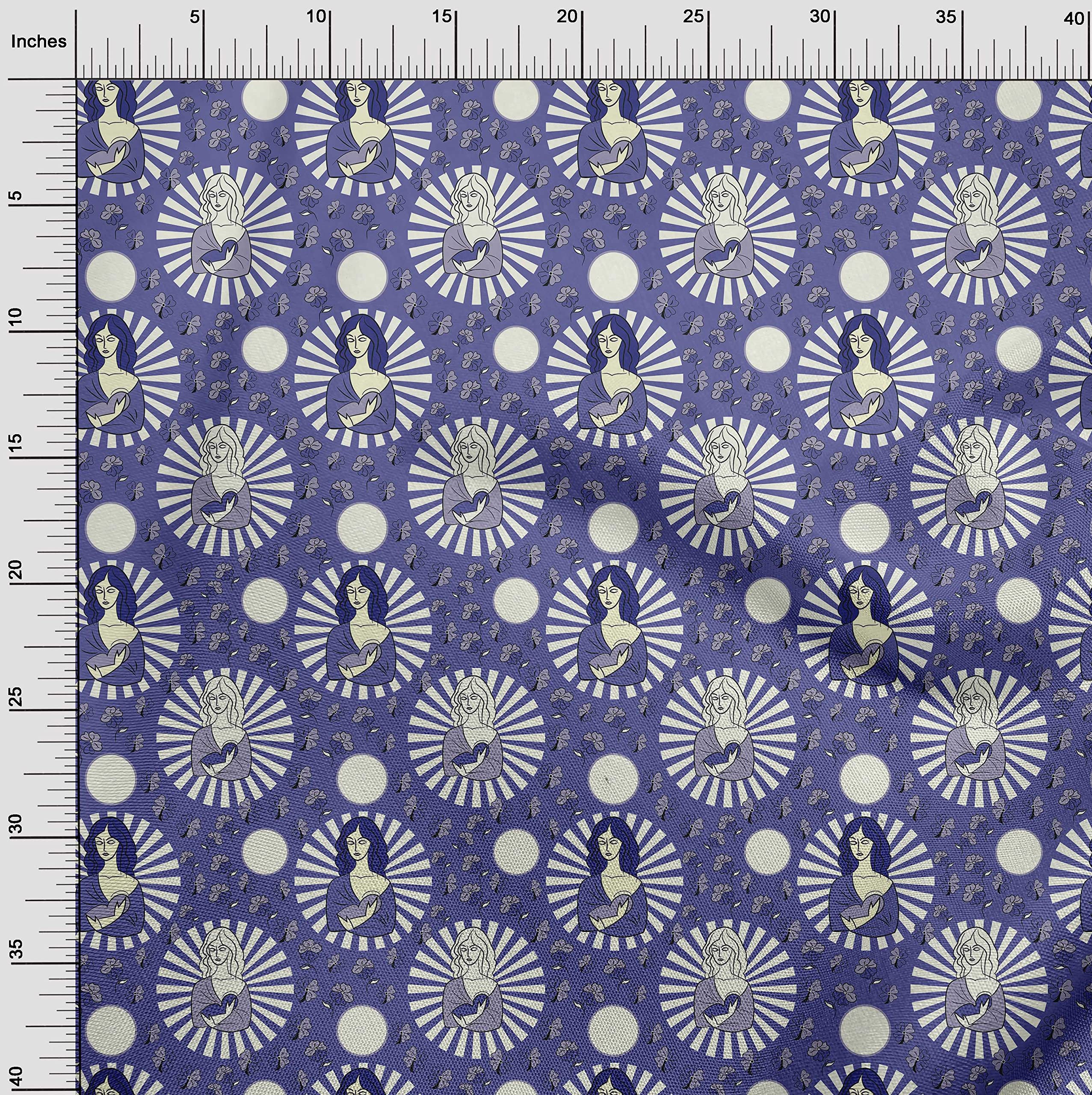 oneOone Polyester Spandex Purple Christmas Nativity Print Fabric - 56 Inch Wide Dress Material for DIY Jesus Birth Costumes & Holiday Decorations