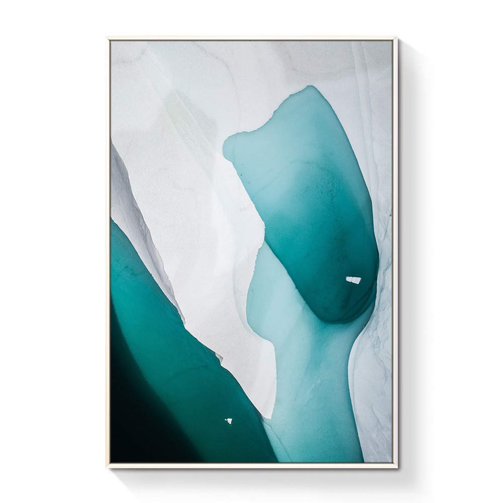 Wall26 Framed Canvas Wall Art - 16x24 Inches Organic Teal Abstract Painting for Living Room, Bedroom & Home Decor | Ready to Hang Modern Artwork for Housewarming Gift & Interior Design