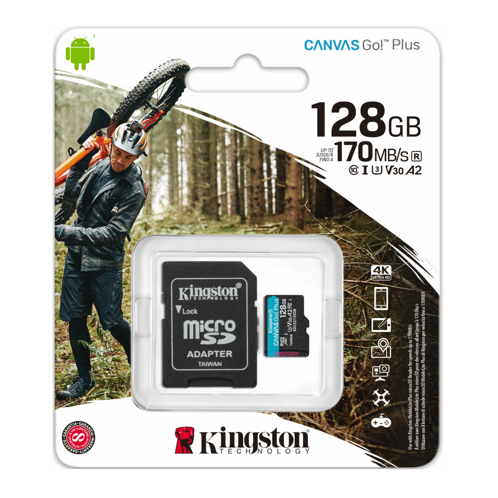 Kingston 128GB MicroSDXC Canvas Go Plus Memory Card (2-Pack) with High-Speed USB 2.0 Card Reader - Compatible with Mac, PC, DSLR, GoPro, Dash Cam & Smartphones - Perfect for 4K Video, Photography & Mobile Storage