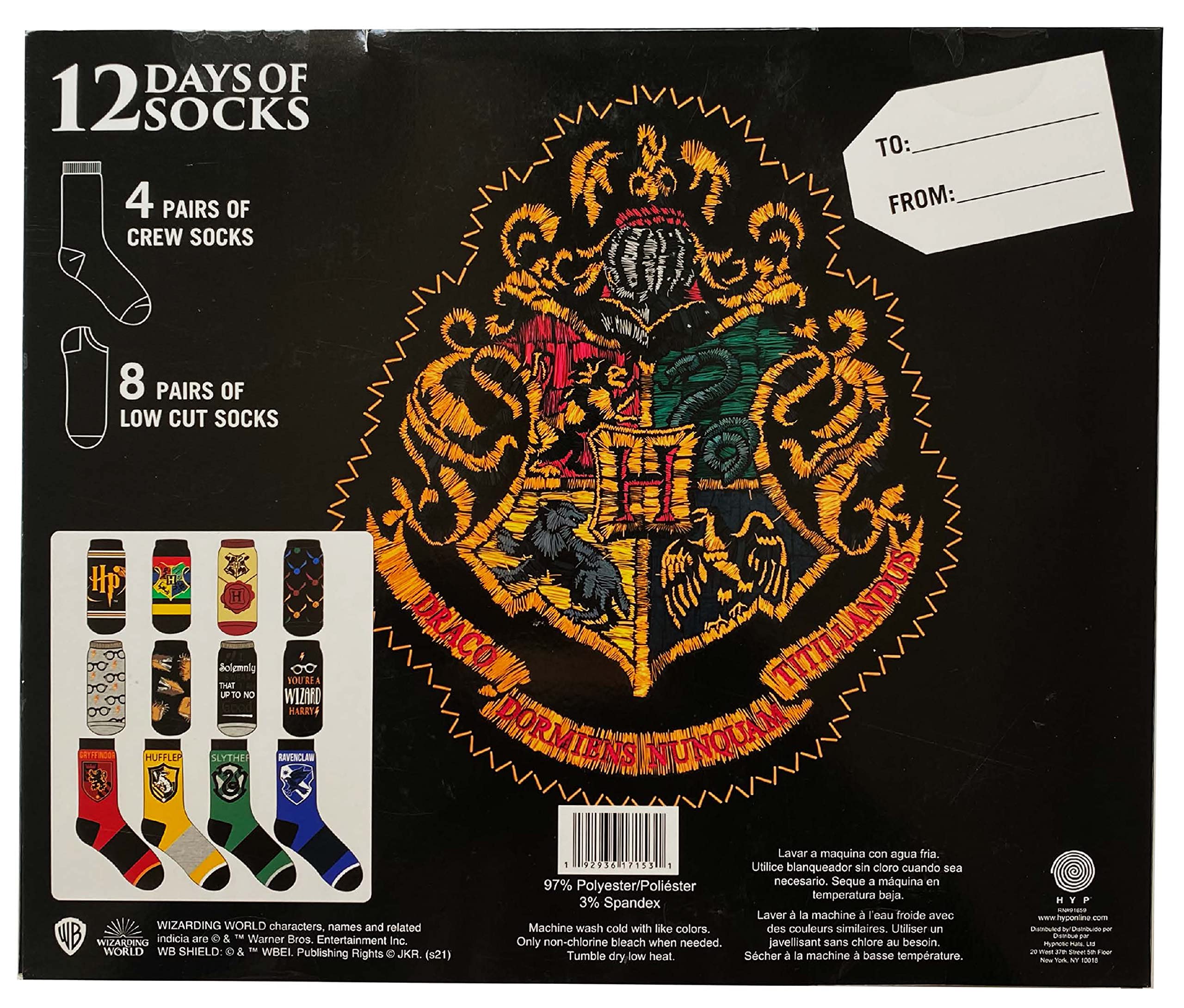 Harry Potter Houses 12 Days of Socks Advent Calendar Gift Box - Hogwarts House Themed Socks for Women & Teens - Perfect for Christmas Gifts & Potterhead Collections
