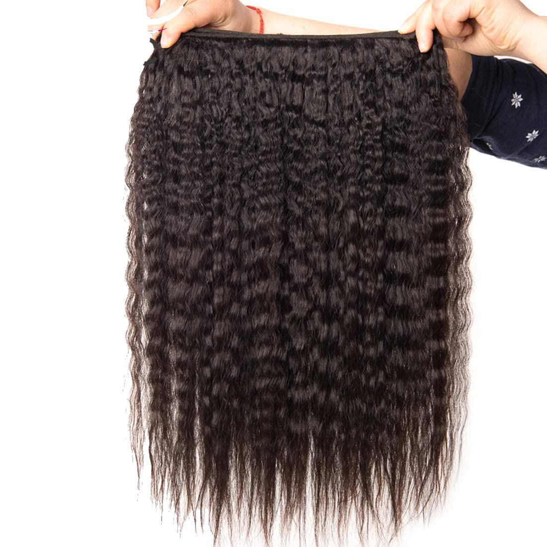UNice 10A Yaki Kinky Straight 100% Virgin Mongolian Human Hair Weave Extensions - 1 Bundle 26 Inch Unprocessed Natural Black Hair for Women | Perfect for Braiding, Sew-in Weaves & Protective Styles