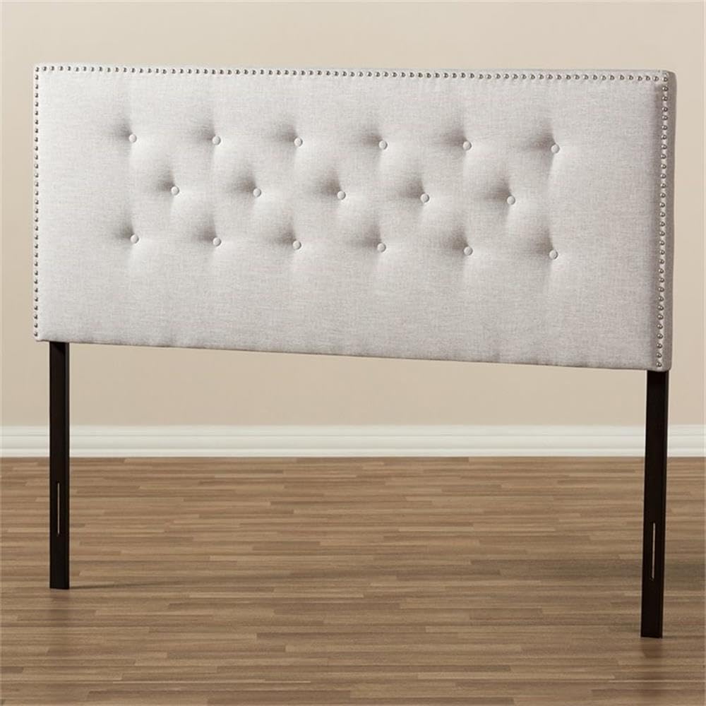 Baxton Studio Windsor Tufted King Size Upholstered Headboard in Grayish Beige - Luxurious Bedroom Upgrade for Master Suite or Guest Room