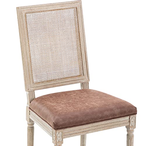 Rattan Square + Brown Leather