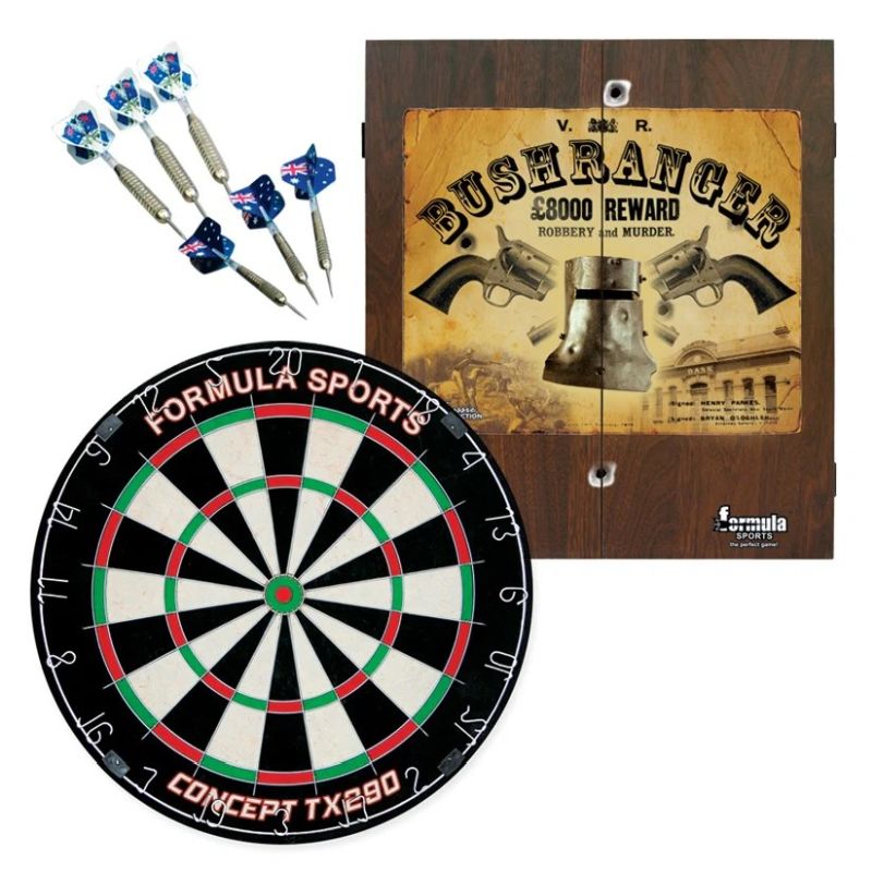 Bushranger Dartboard Cabinet Set with Darts & Accessories - Professional Dartboard Cabinet for Home, Bar, or Game Room - Perfect for Parties & Family Fun