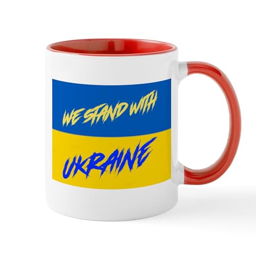White/Red Inside - We Stand With Ukraine Mugs