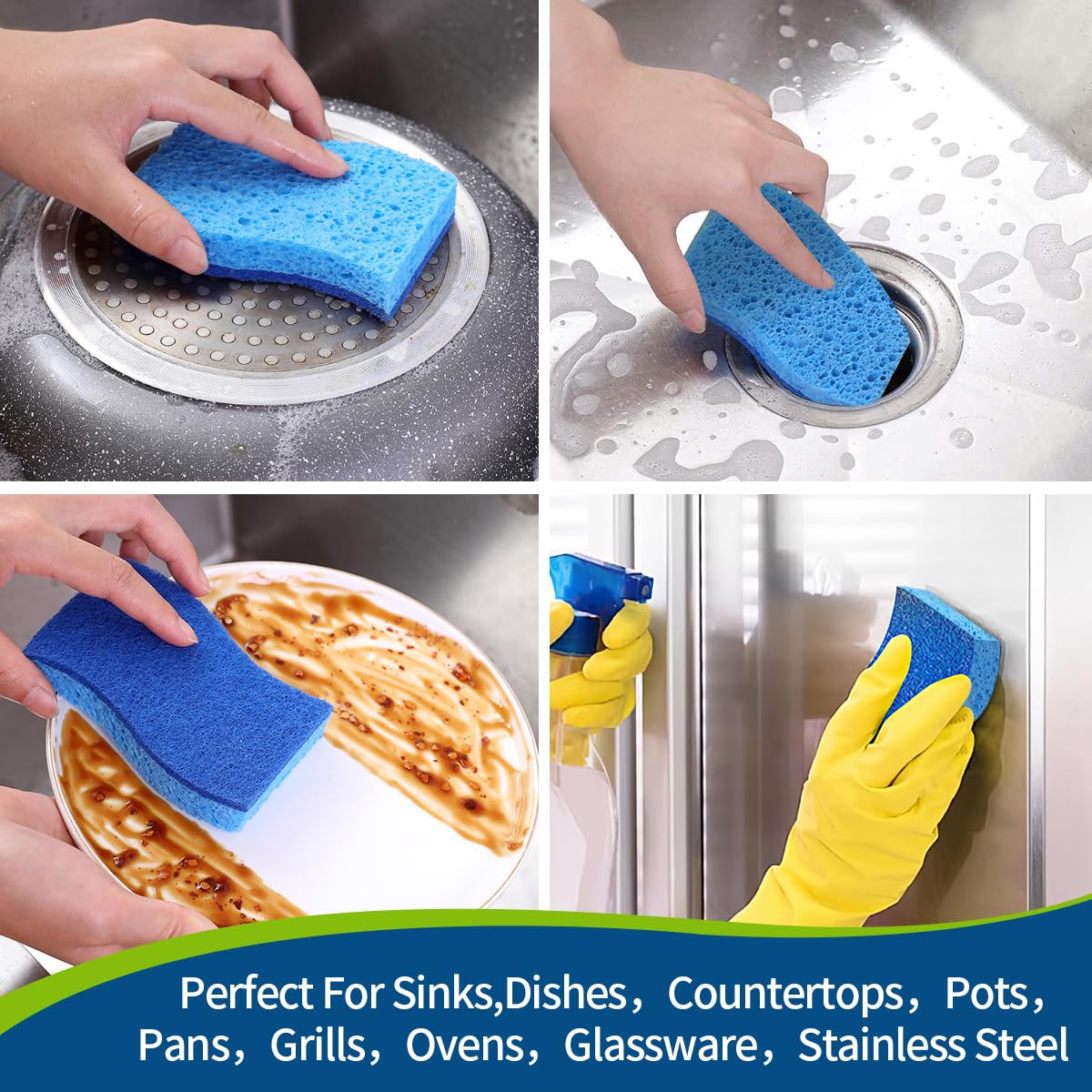 24-Pack Heavy Duty Scrub Sponges | Non-Scratch Dish & Kitchen Cleaning Sponges | Perfect for Pots, Pans, Countertops & Tough Stains