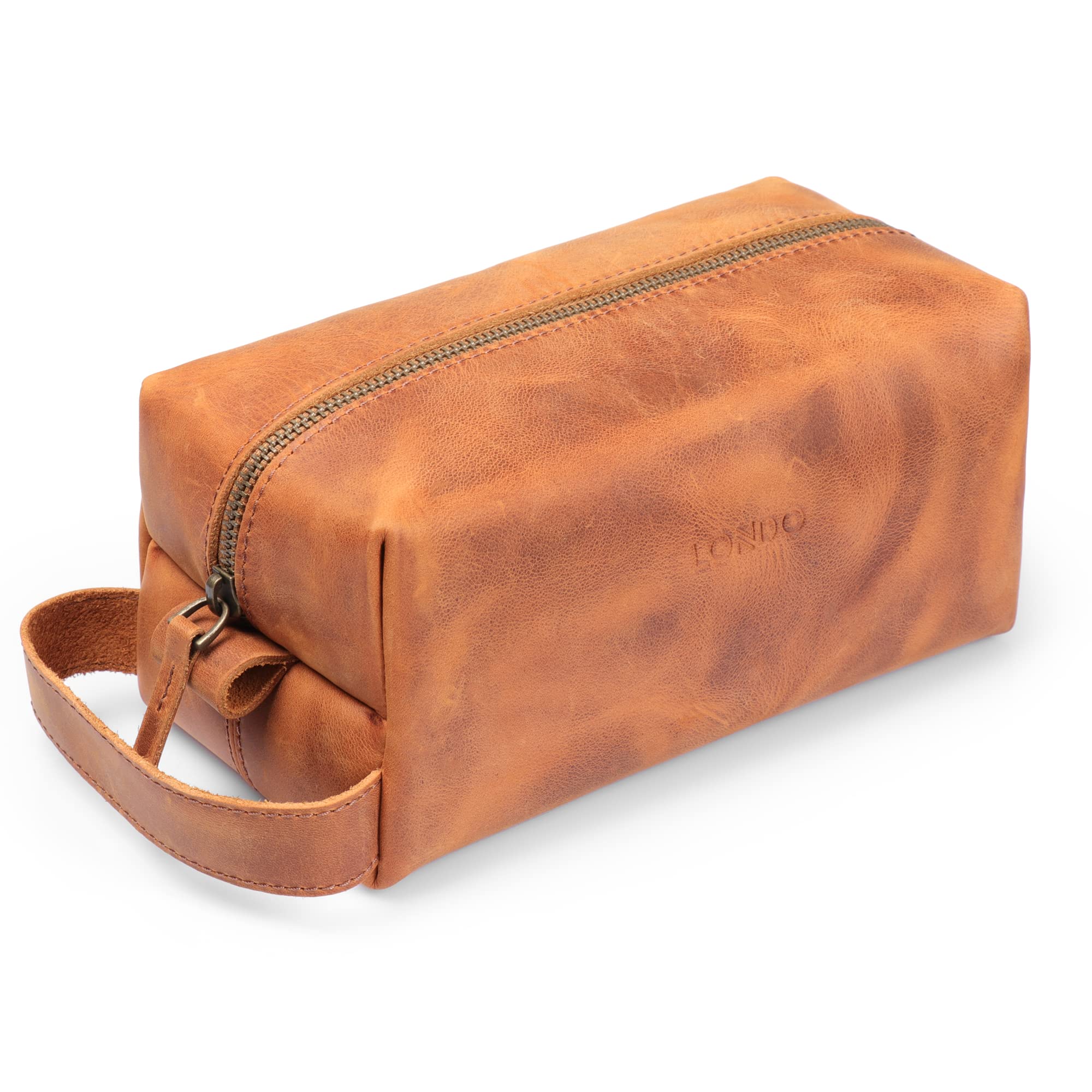 Genuine Leather Travel Toiletry Bag for Men & Women - Premium Makeup & Shaving Organizer Dopp Kit - Perfect for Vacation, Business Trips & Gym Essentials Storage
