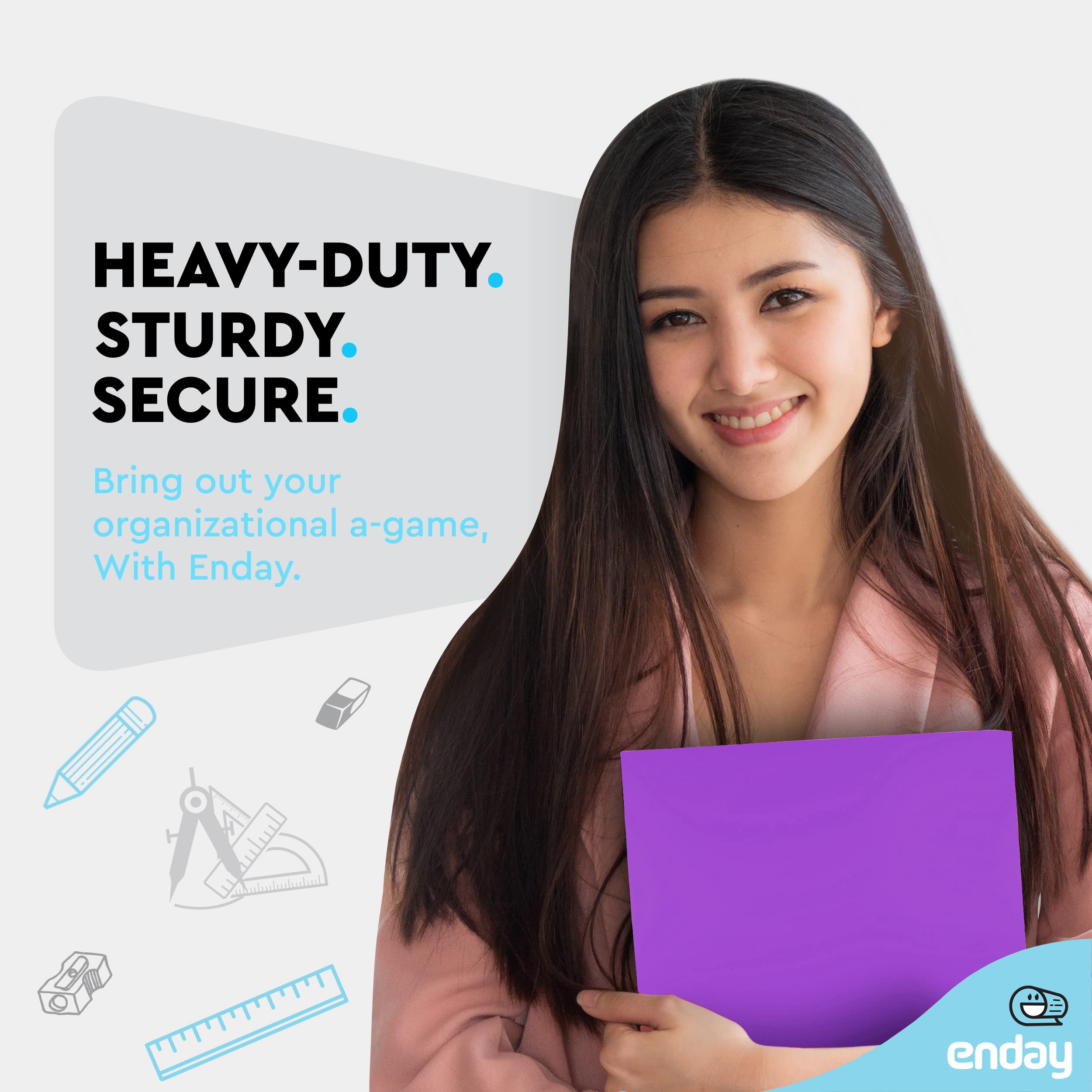 Enday 24-Pack Heavy Duty Plastic File Folders with 2 Pockets - Letter Size School & Office Supplies in Purple, Blue, Green, Red, Pink & Grey | Perfect for Document Organization, Homework Assignments & Office Filing