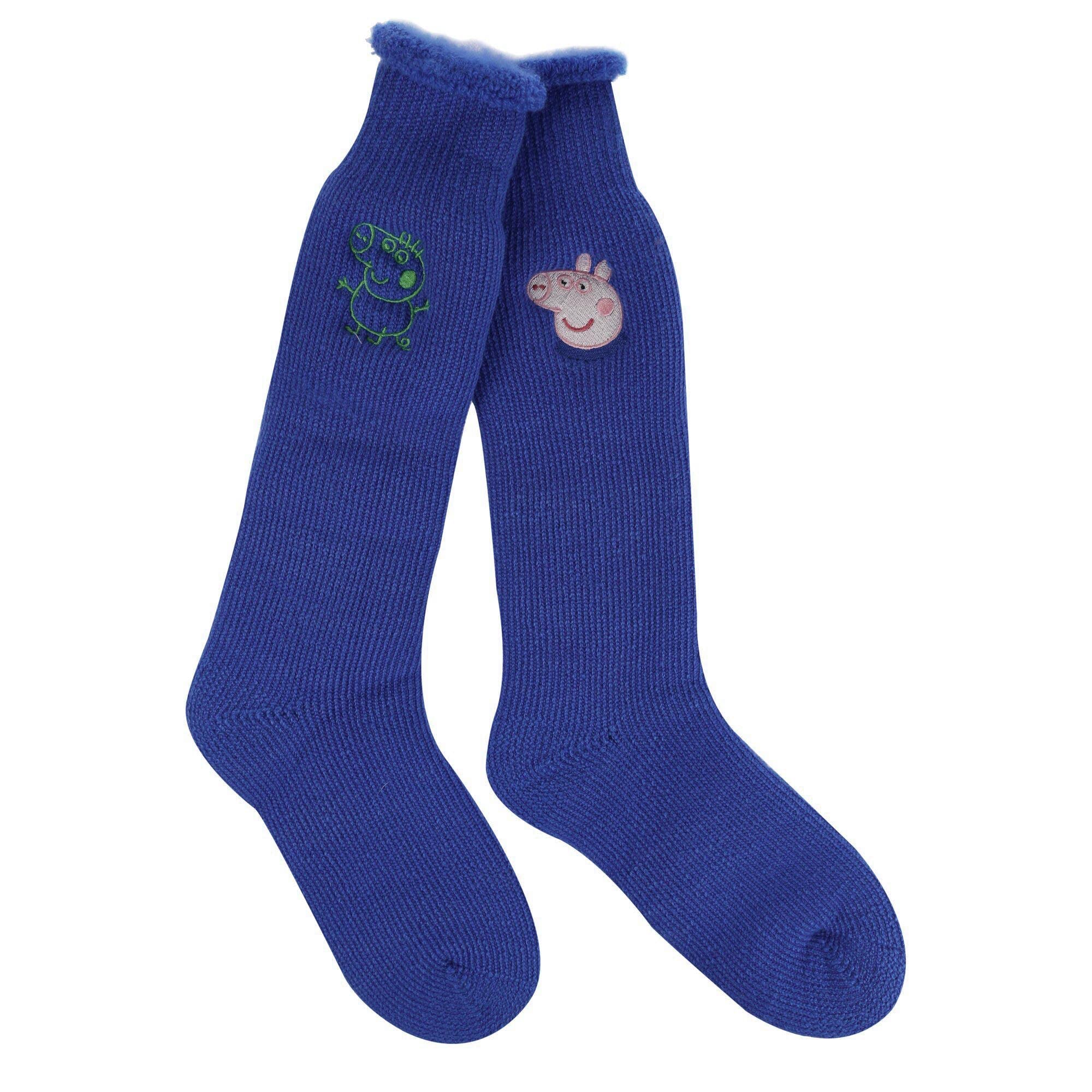 Peppa Pig Kids Boot Socks - Pack of 2 Pairs, Blue, Sizes 11-13 Little Kid - Warm & Comfortable Winter Socks for Boys & Girls - Perfect for Snow Boots, Rain Boots & Cold Weather Play
