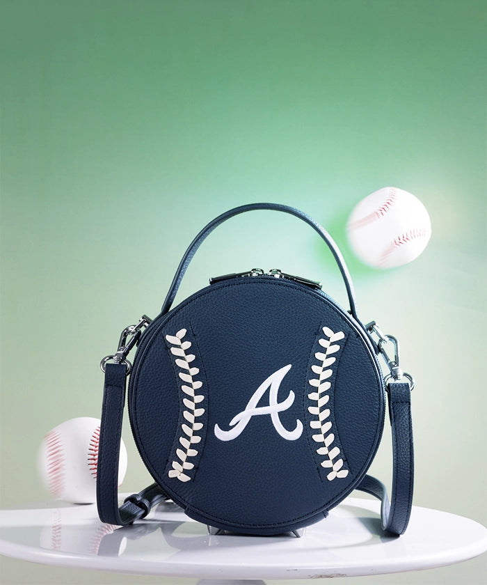 MLB Atlanta Braves Genuine Leather Crossbody Bag for Women & Men - Stylish & Durable Purse for Baseball Games, Travel & Daily Use