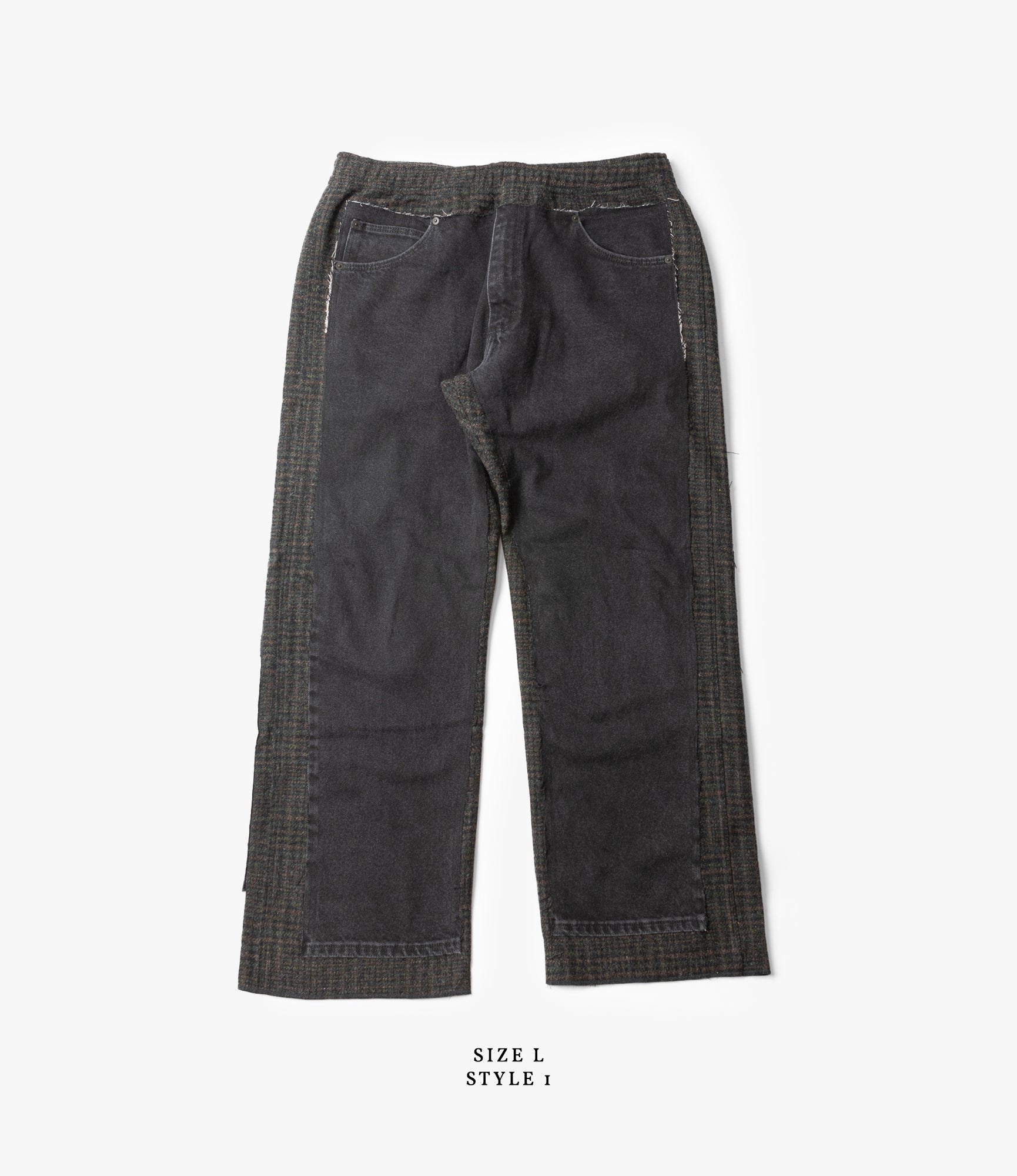 Black Denim & Glen Plaid Wool Covered Pant - Stylish Women's Trousers for Work, Office and Casual Wear