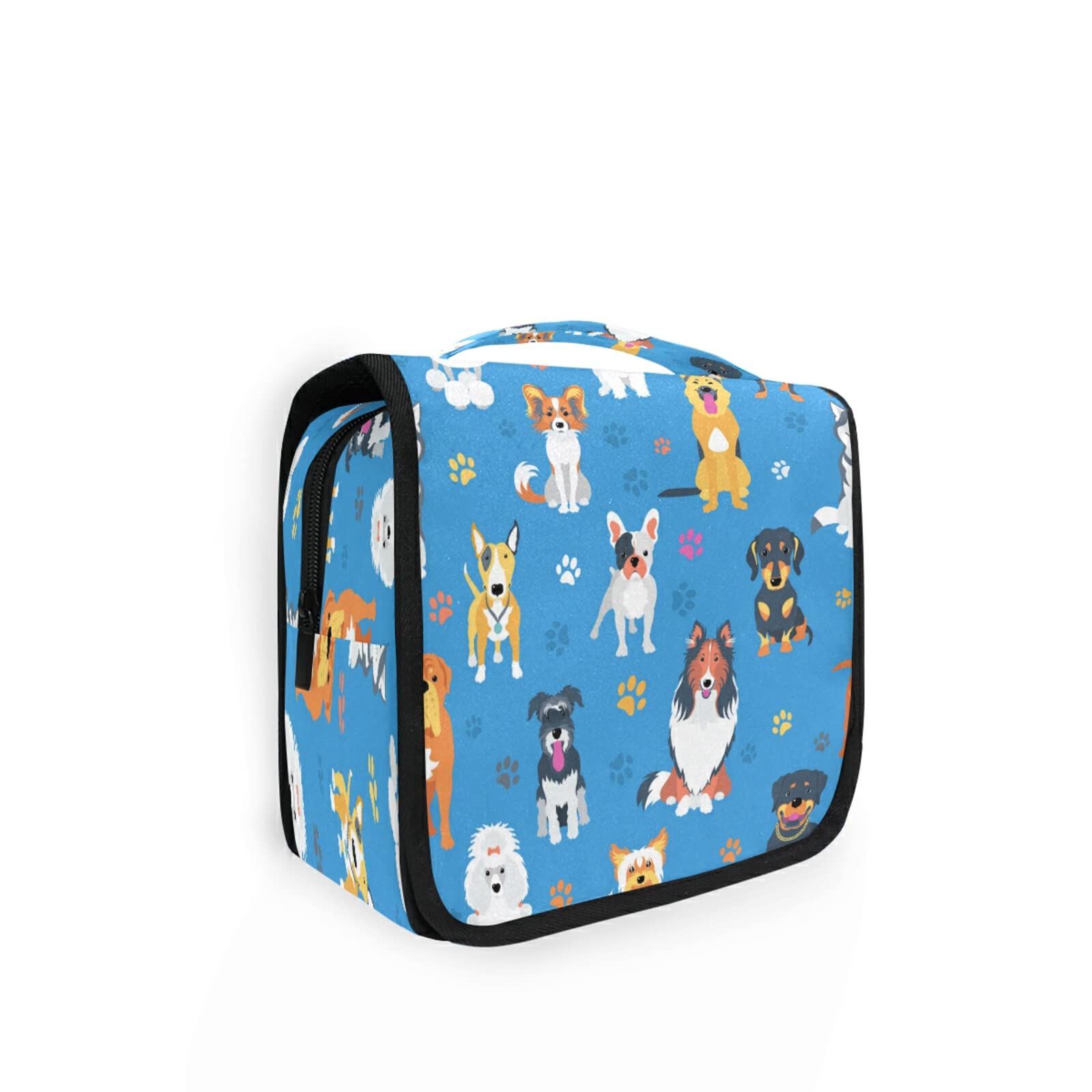 Paw Print Hanging Toiletry Bag for Dogs - Portable Travel Cosmetic Organizer with Hook for Women, Men & Kids | Perfect for Pet Lovers, Camping Trips & Gym Essentials