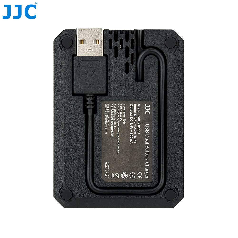 JJC USB Dual Battery Travel Charger for Canon LP-E8 LPE8 - Compatible with Canon EOS Rebel T5i T4i T3i T2i 700D 650D 600D 550D - Replacement for Canon LC-E8C Charger - Perfect for Travel, Photography & On-the-Go Charging