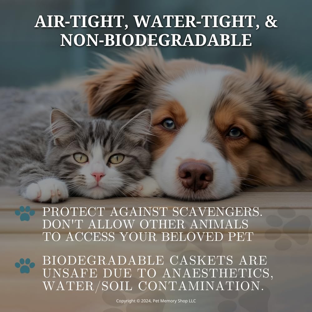 Premium Pet Casket for Dogs & Cats - Elegant Memorial Burial Box with Safety Features | Thoughtful Pet Loss Gift to Honor Your Beloved Pet | Perfect for Home Memorials & Pet Funerals (Small, Black/Silver)
