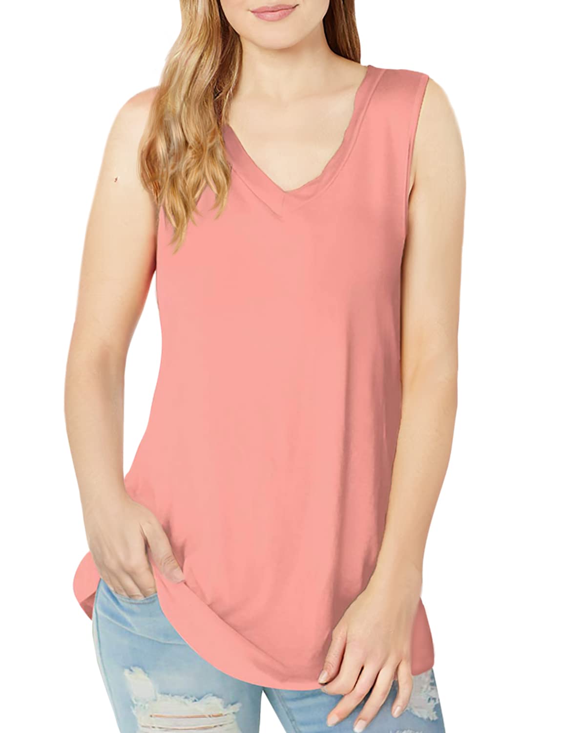 Trendy Women's V-Neck Sleeveless Tank Tops - Summer Casual Tee Shirts for Everyday Wear | Perfect for Beach, Gym & Lounge