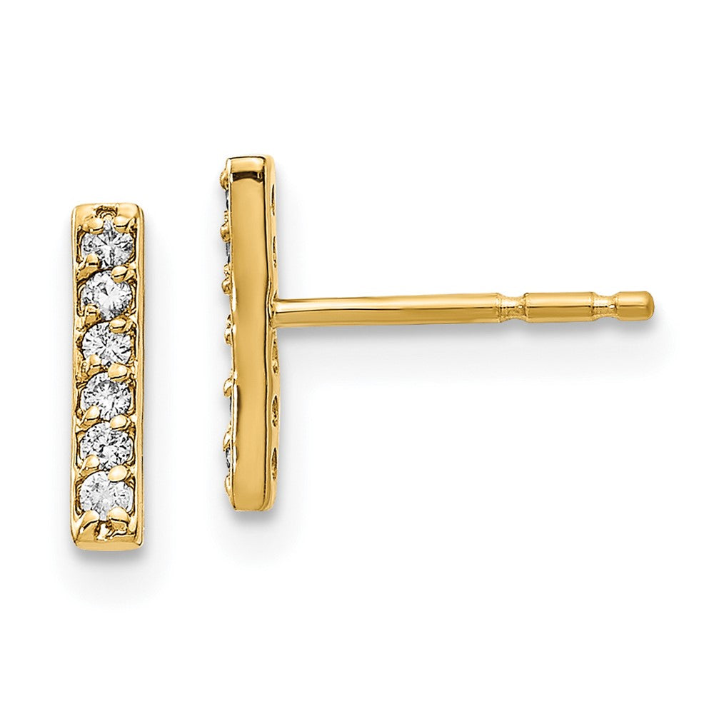 14K Gold Diamond Bar Earrings for Women - XE3075A Dainty Luxury Studs for Everyday Wear & Special Occasions