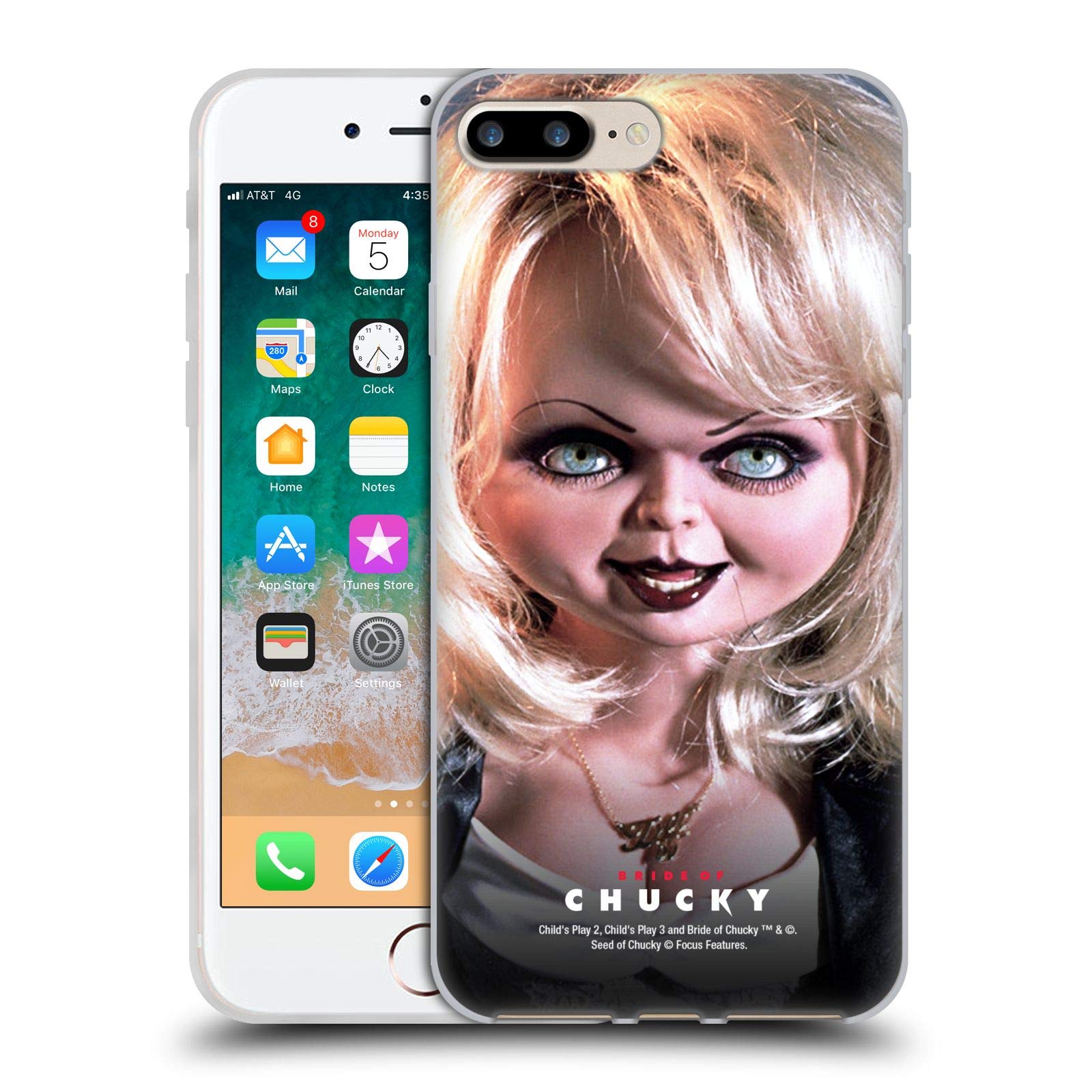 Officially Licensed Bride of Chucky Tiffany Doll iPhone 7 Plus/8 Plus Soft Gel Case - Horror Movie Collectible Phone Cover for Halloween & Horror Fans