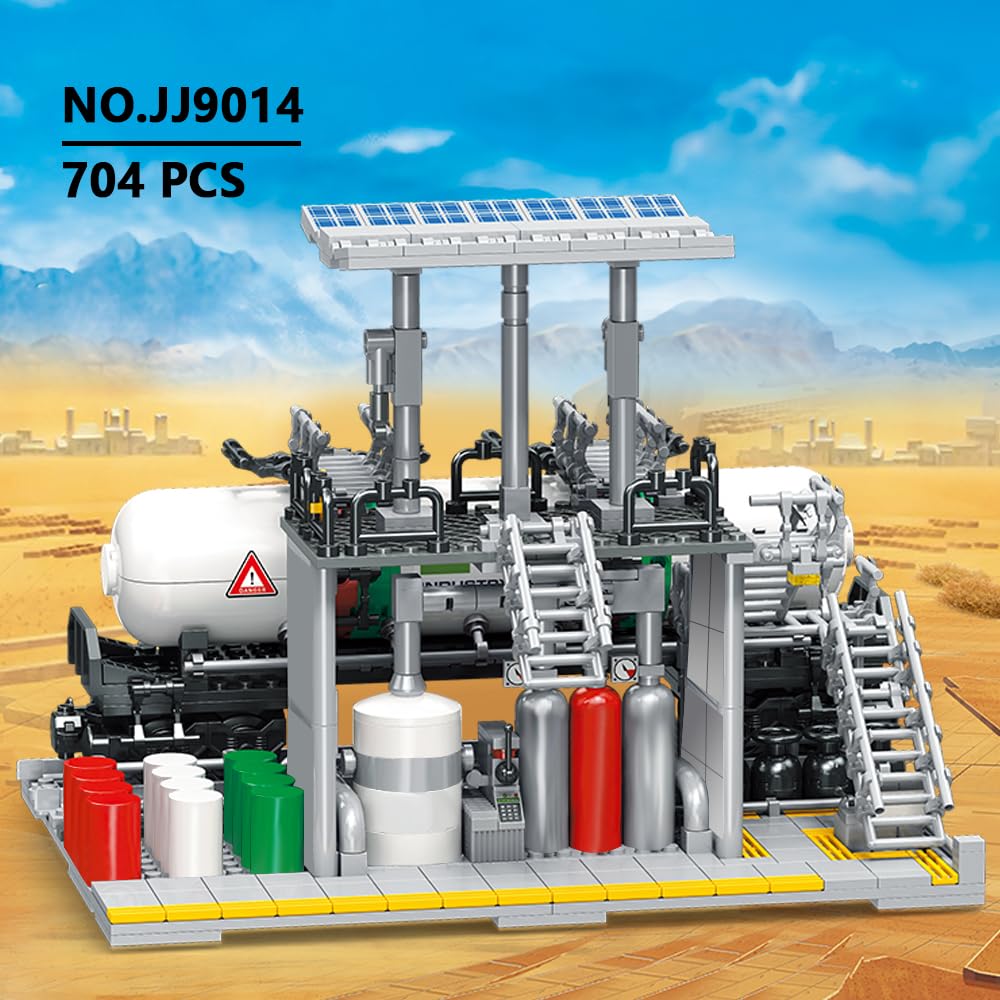 MISINI M6014 City Chemical Plant Building Set - 2142 Pcs STEM Toy for Adults, Includes Gas Station, Storage Center & Lab - Perfect for Collectors, Architecture Enthusiasts & Office Desk Display
