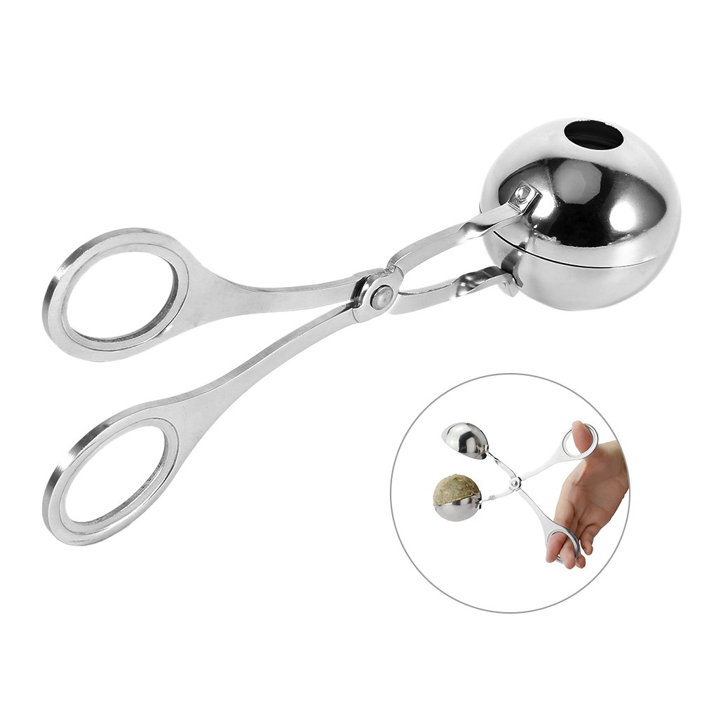 Yosoo Stainless Steel Meat Baller - 16.1 x 6.9cm Non-Stick Cookie Dough Scoop, Meatball Maker, Melon Baller for Kitchen - Perfect for Baking, Ice Cream, Cake Decorating & Rice Ball Making (Small Size)
