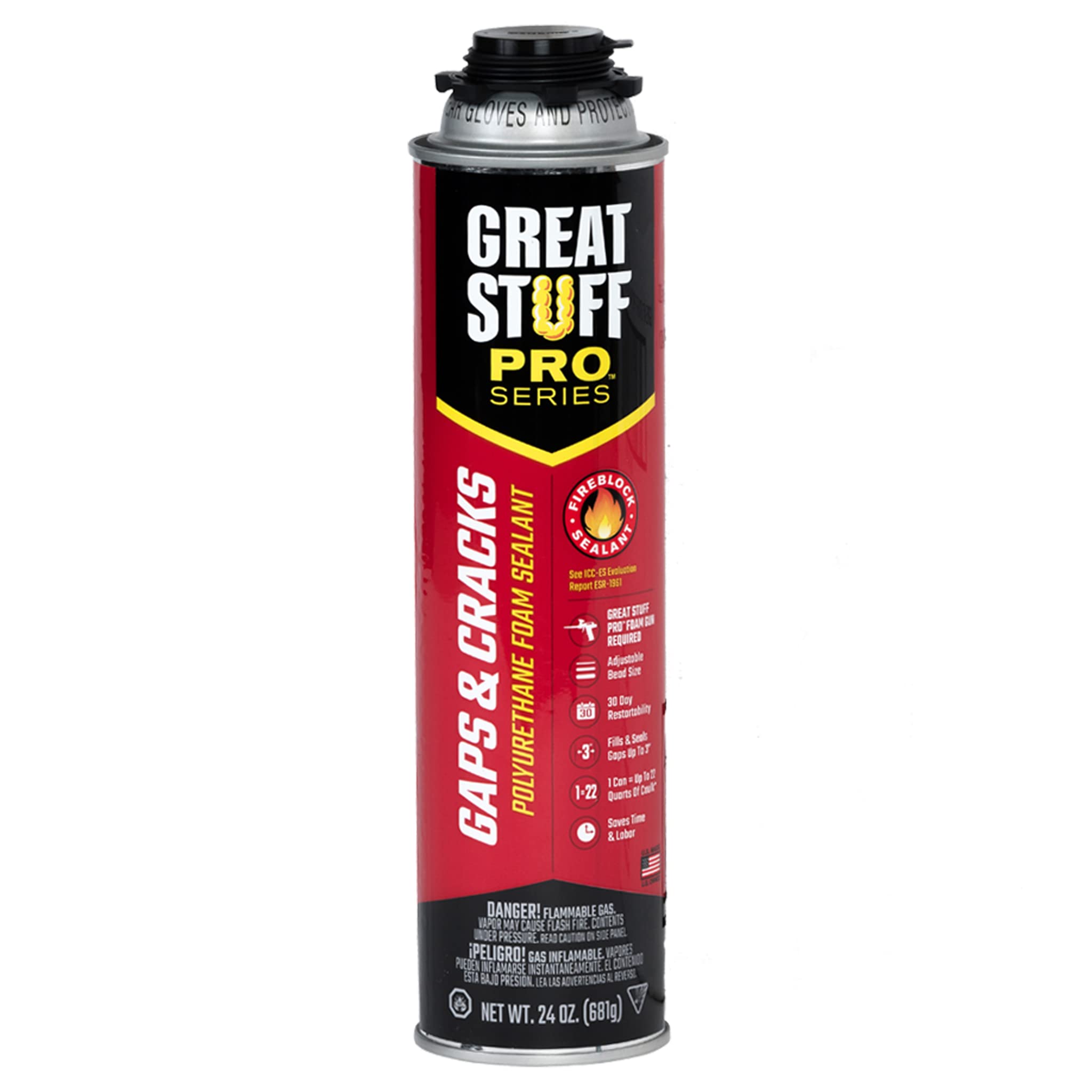 GREAT STUFF PRO Fire Rated Gaps & Cracks Spray Foam Insulation Kit (Orange) with Foam Gun, Gloves & Cleaner - Perfect for Home Insulation, Window Sealing & HVAC Ductwork