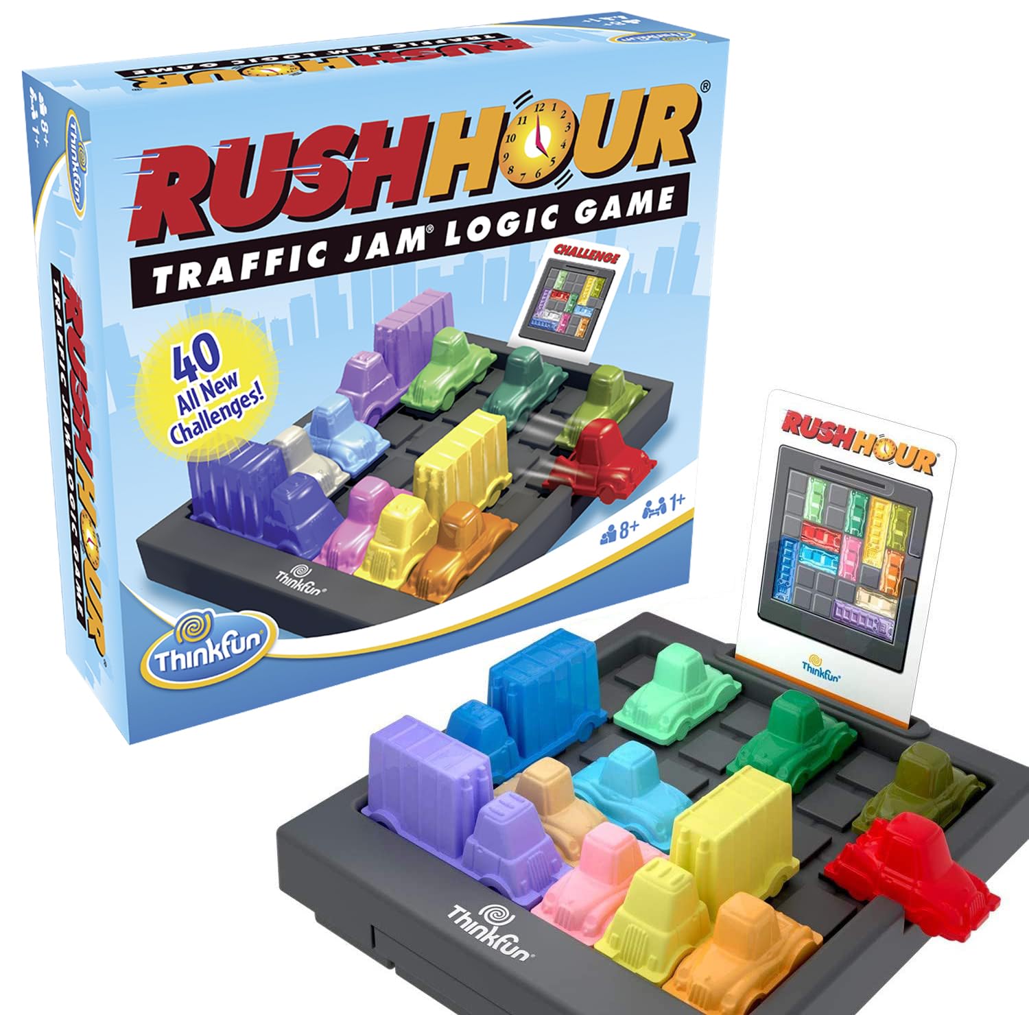 Think Fun Rush Hour Traffic Jam Logic Game - Fun Brain Teaser Puzzle for Kids & Adults - Perfect for Family Game Night & Classroom Learning Activities