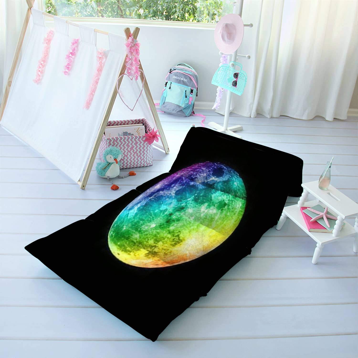 Kids Floor Pillow with Space Planets & Full Moon Design - 26