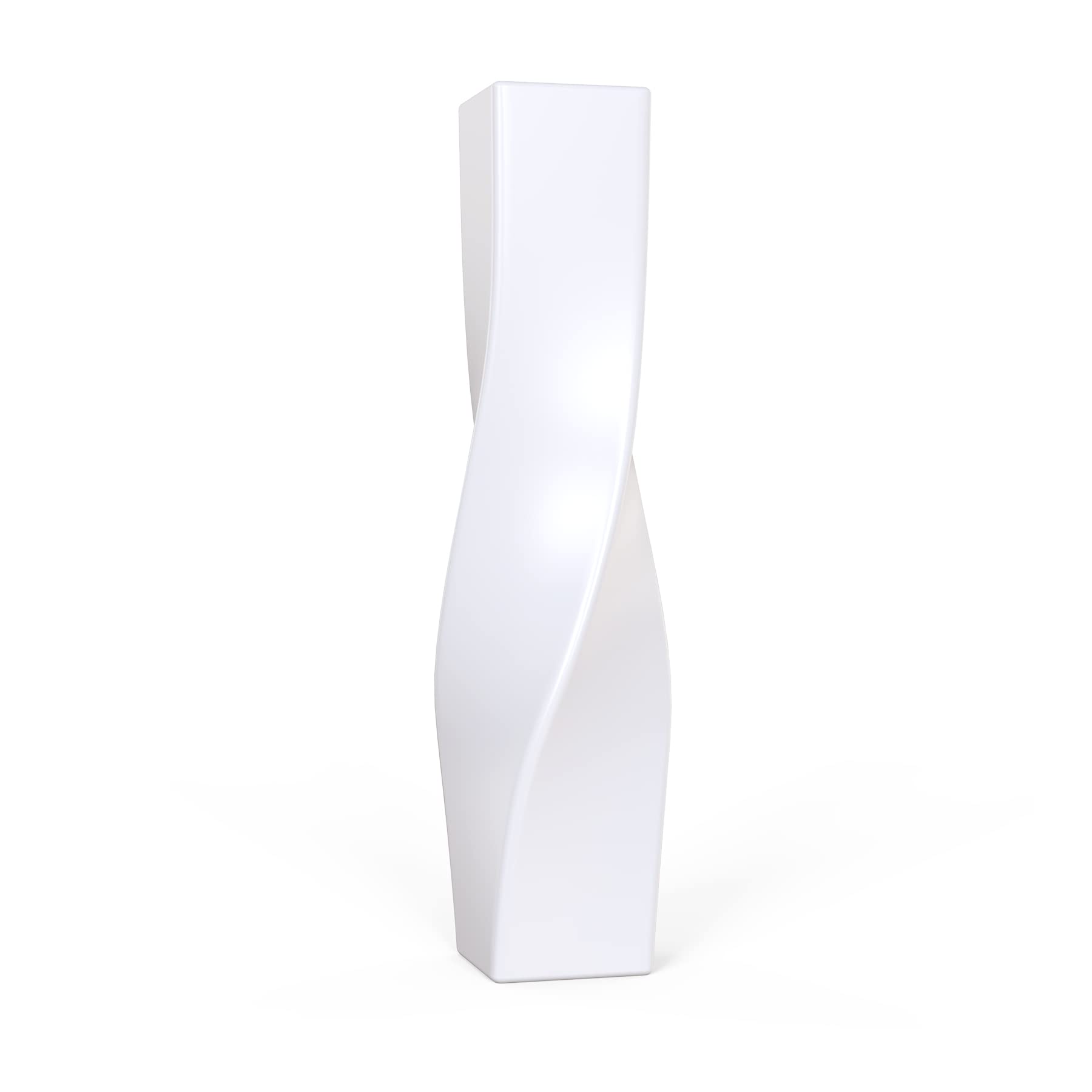 Modern Tall Slender Ceramic Vase - White Twisted Decorative Flower Vase for Home Decor, Bookshelf, Kitchen Counter & Living Room | Elegant Table Shelf Decor for Wedding Centerpieces, Office Desk & Farmhouse Style
