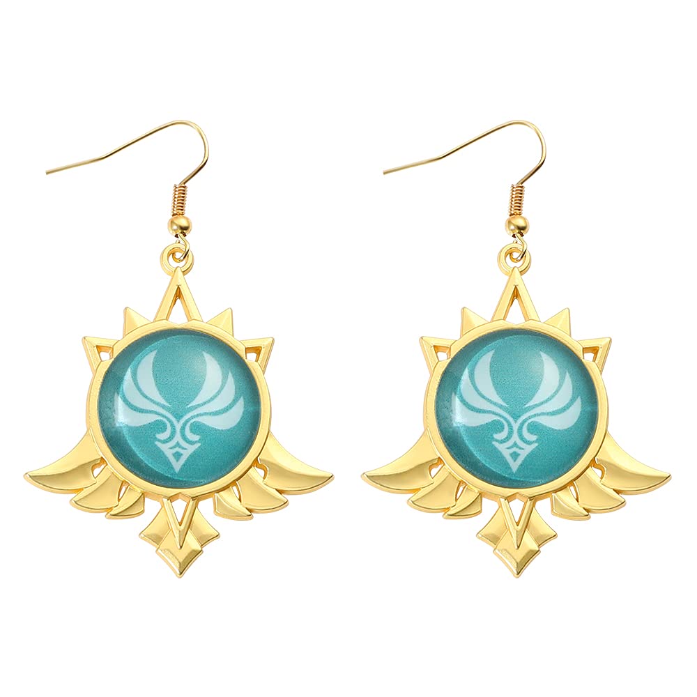Genshin Impact Anime Cosplay Earrings - Eye of God 7 Elements Glow in The Dark Dangle Earrings for Women | Perfect for Gaming Conventions, Cosplay Events & Anime Themed Parties