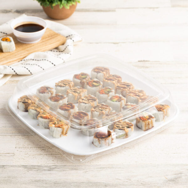 14 Inch White and Gold Square Organic Serving Dish - Elegant Appetizer Platter for Parties, Weddings, and Holiday Entertaining (1 Count)