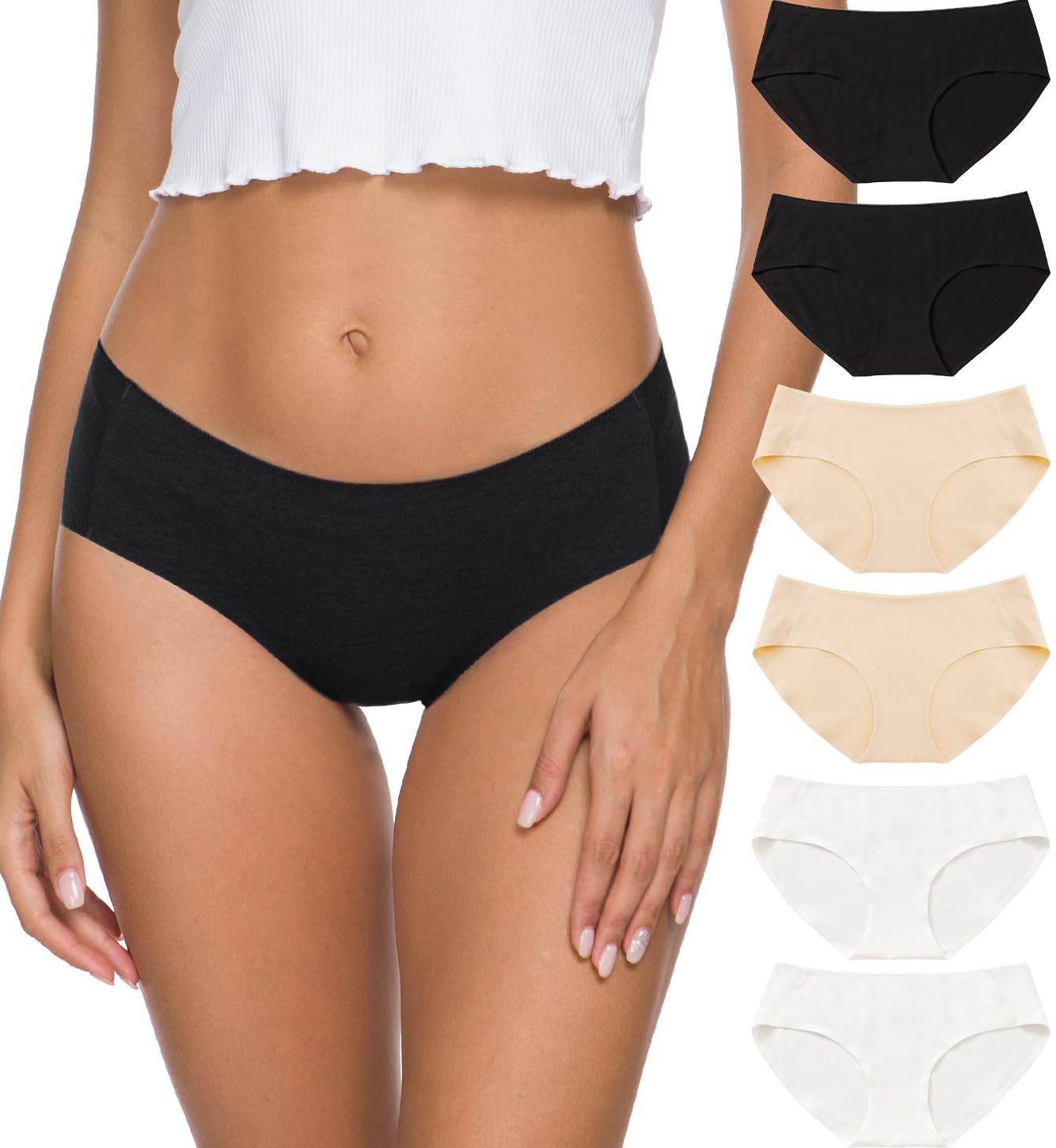 Altheanray Women's Cotton Underwear - 6 Pack Seamless Hipster Bikini Briefs | Soft & Breathable Panties for Everyday Comfort | Perfect for Work, Yoga & Lounge Wear