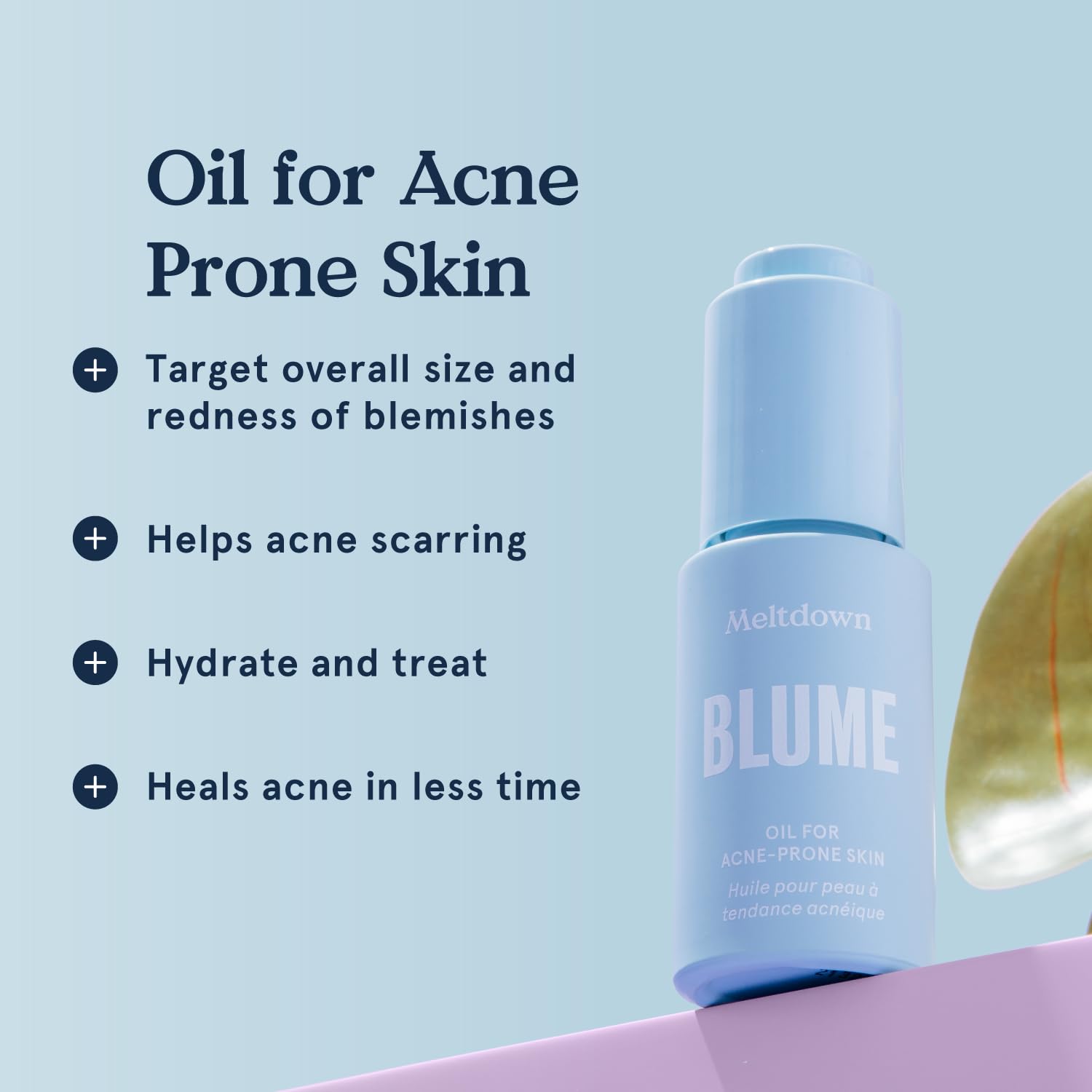 Blume Meltdown Bundle - Soothing Facial Cleanser for Acne-Prone Skin (6 oz), Acne Treatment Face Oil & Pore Minimizer (0.5 oz), Oil-Free Ceramide Gel Cream Moisturizer (1.69 oz) | Skincare Routine for Clear, Hydrated Skin | Morning & Night Use for Teens & Adults