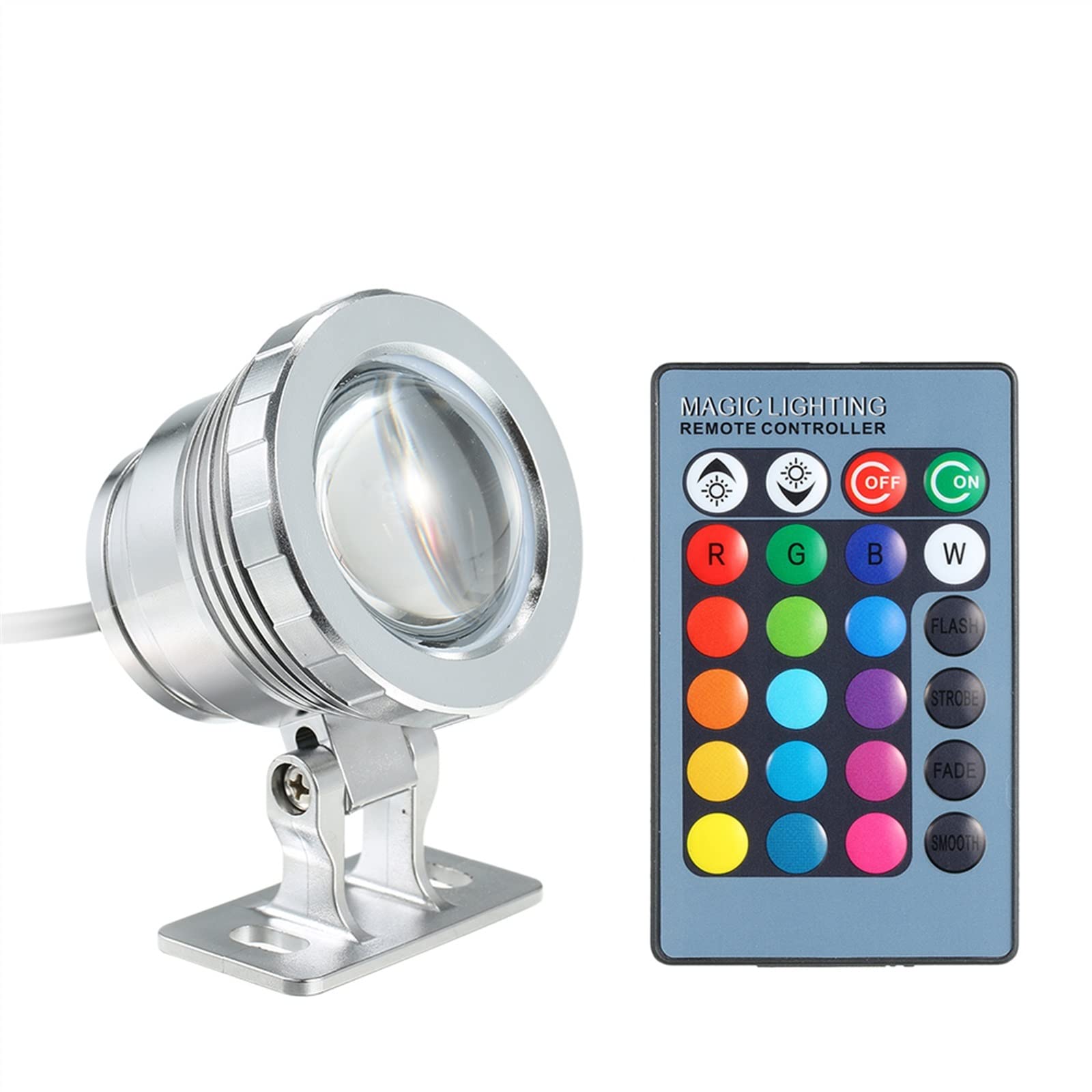 10W RGB Underwater Pond Lights with Remote Control - 16 Color Changing LED Submersible Lamp, 4 Lighting Effects, IP65 Waterproof for Pools, Fountains & Garden Decor (AC/DC 12V) - Perfect for Backyard Landscaping, Water Features & Nighttime Ambiance